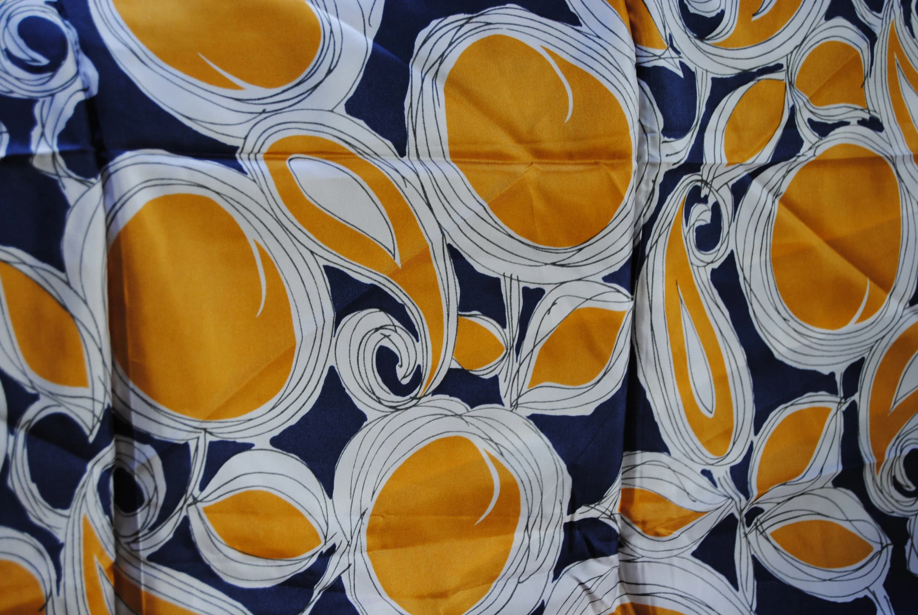 Vintage Apsco Fabric - Abstract geometric floral in navy and gold - Mod - Approx 28 inches by 44 inches - Perfect for a scarf - image 5