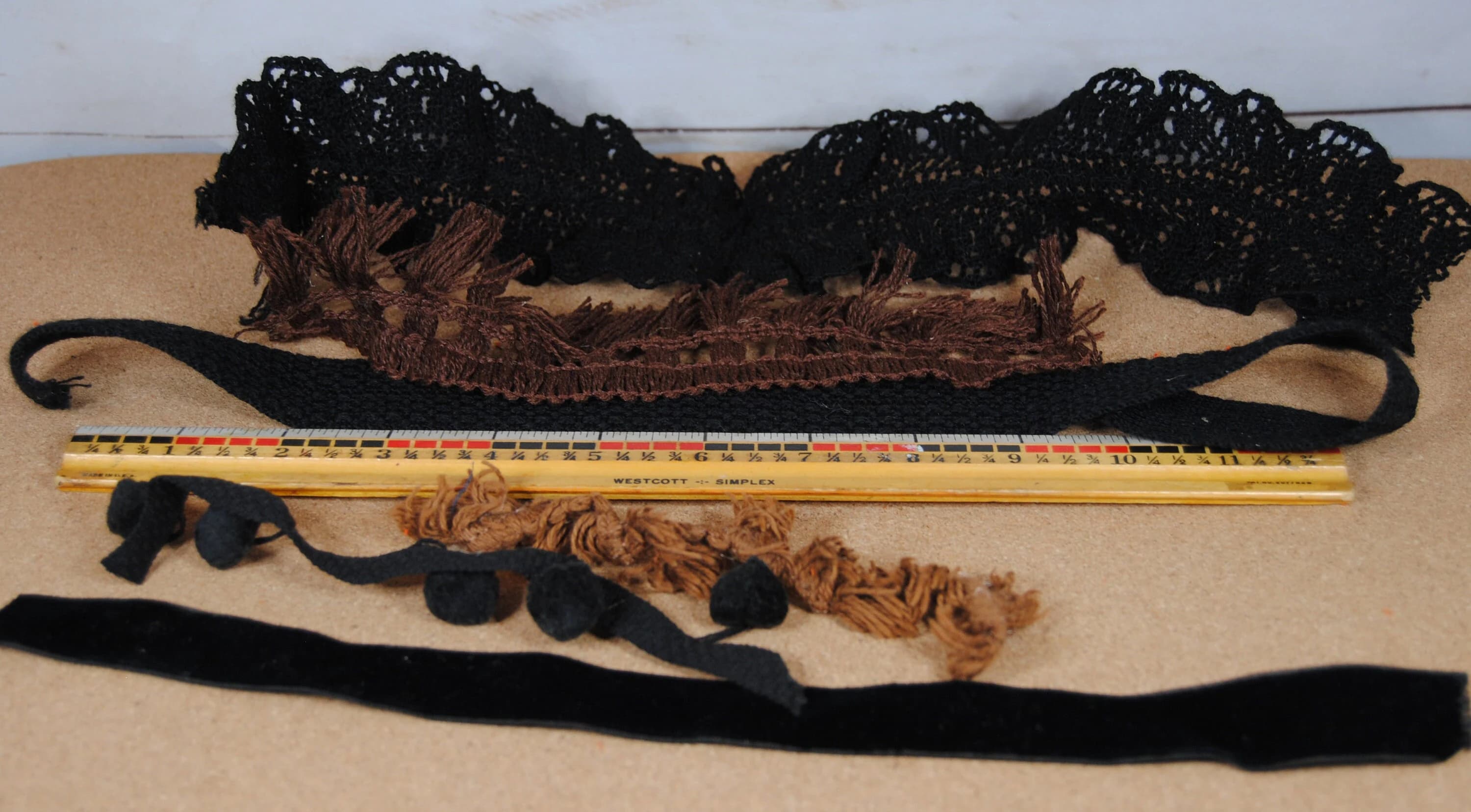 Vintage laces, trims, fabric, ephemera for Halloween - Black, brown and orange - Perfect for junk journals, mixed media, slow stitch - image 5