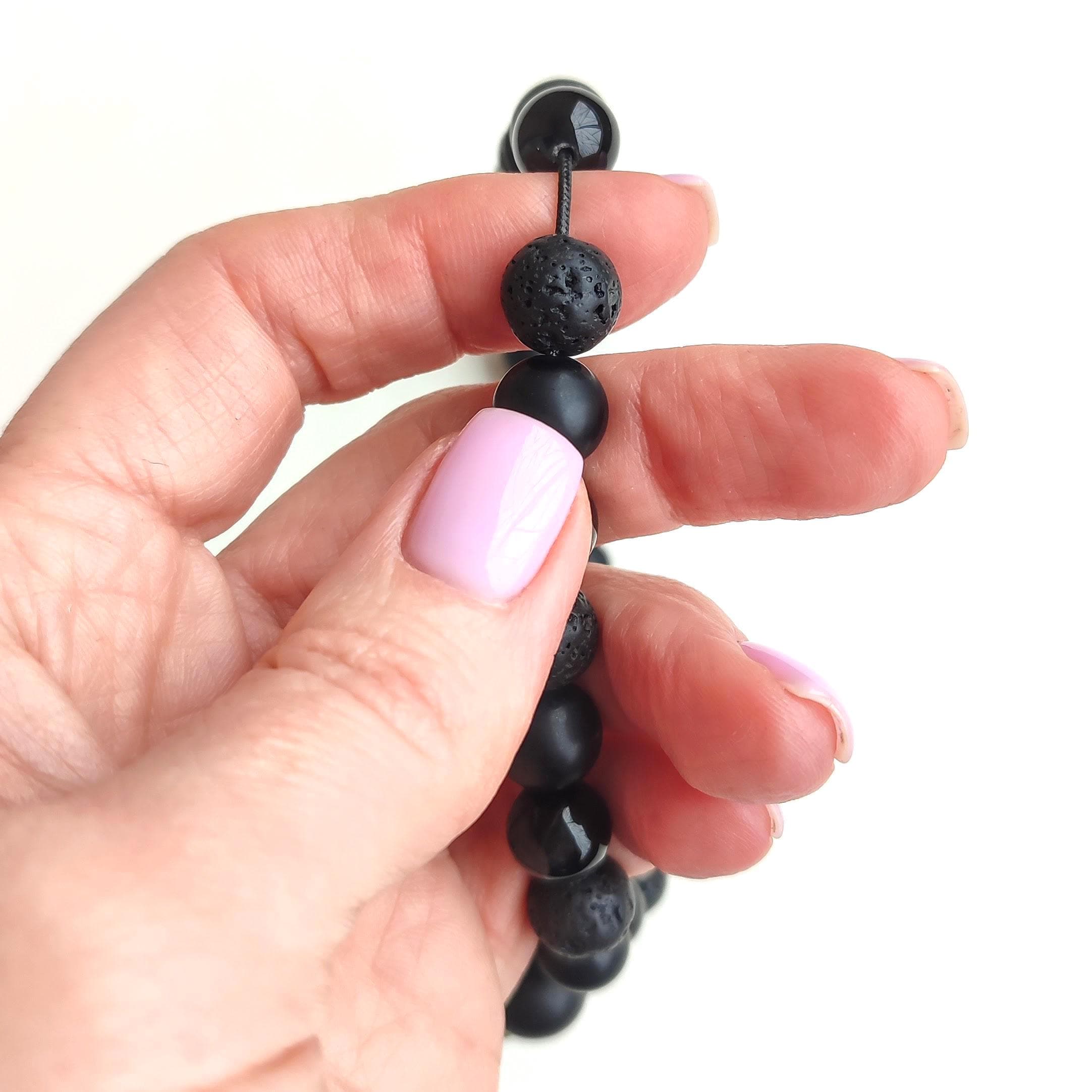Black rosary 30 beads Christian prayer beads stone Orthodox chotki Rosary with cross - image 5