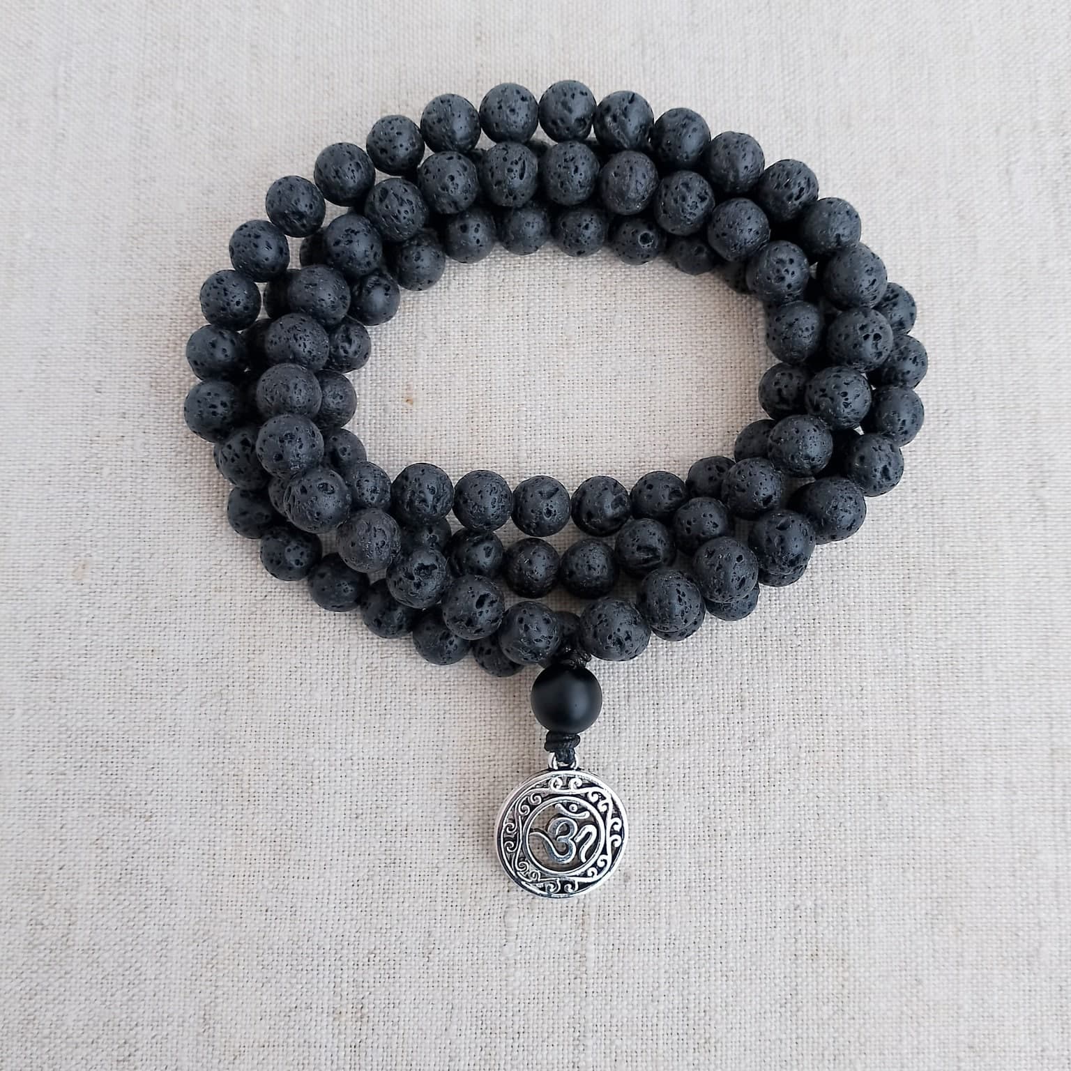 Lava mala necklace Black mala beads Mala beads 108 Om necklace men - image 5