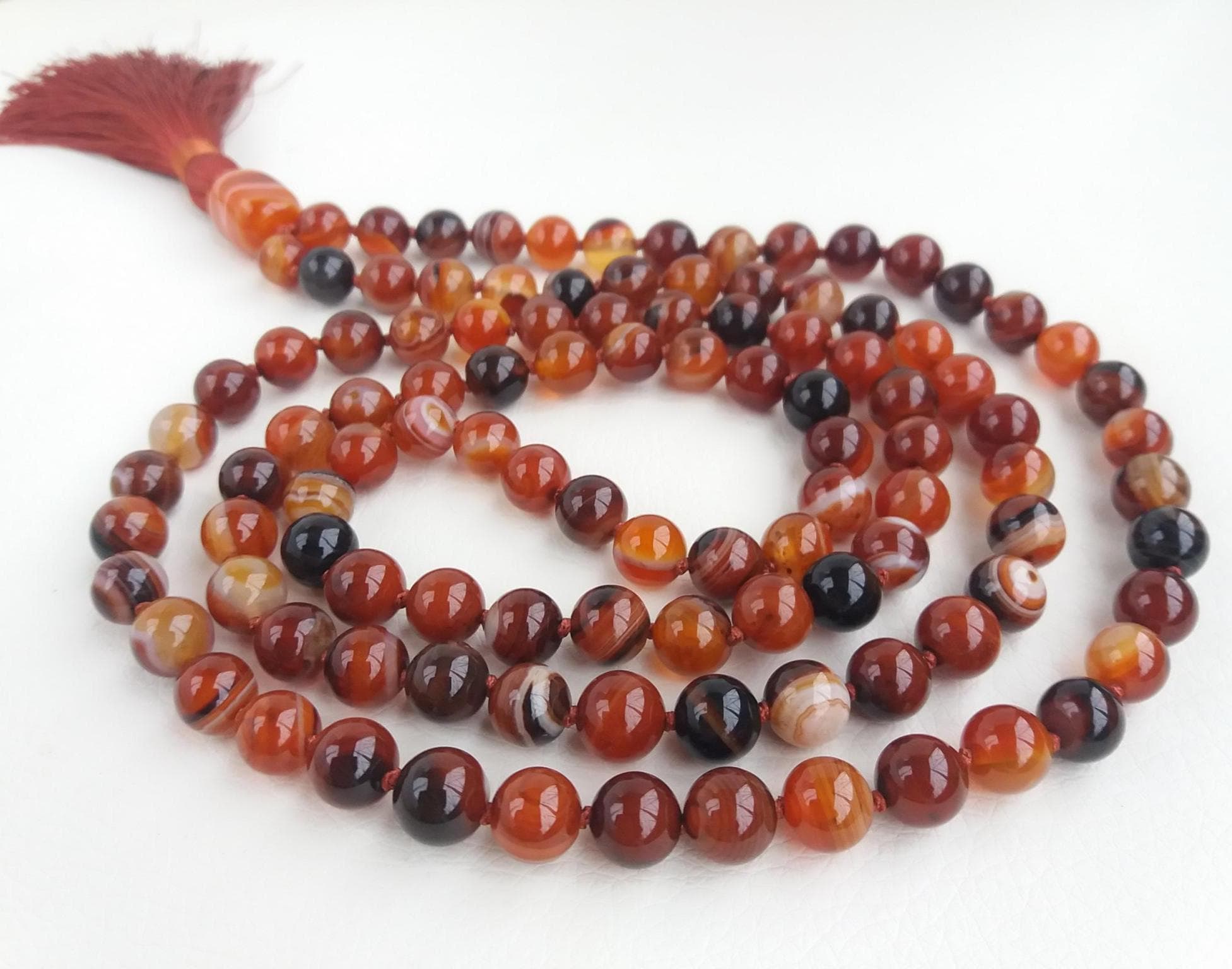 Carnelian mala necklace Orange mala beads Prayer beads buddhist 108 mala beads knotted - image 3