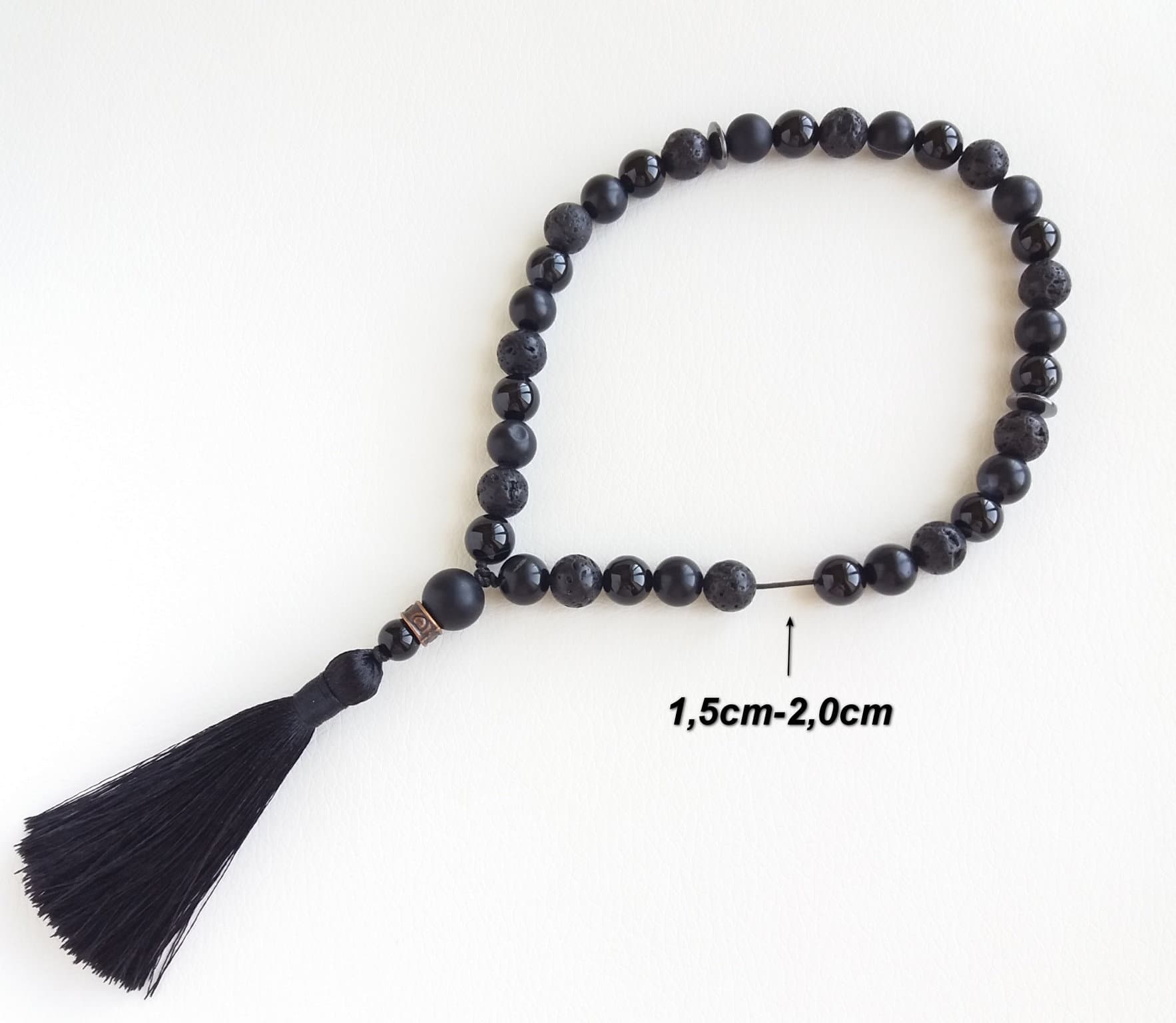 Black tasbih 33 Muslim prayer beads Worry beads Islamic tasbeeh Misbaha Subha Meditation 10mm Gemstone Agate Onyx Lava gift - image 2
