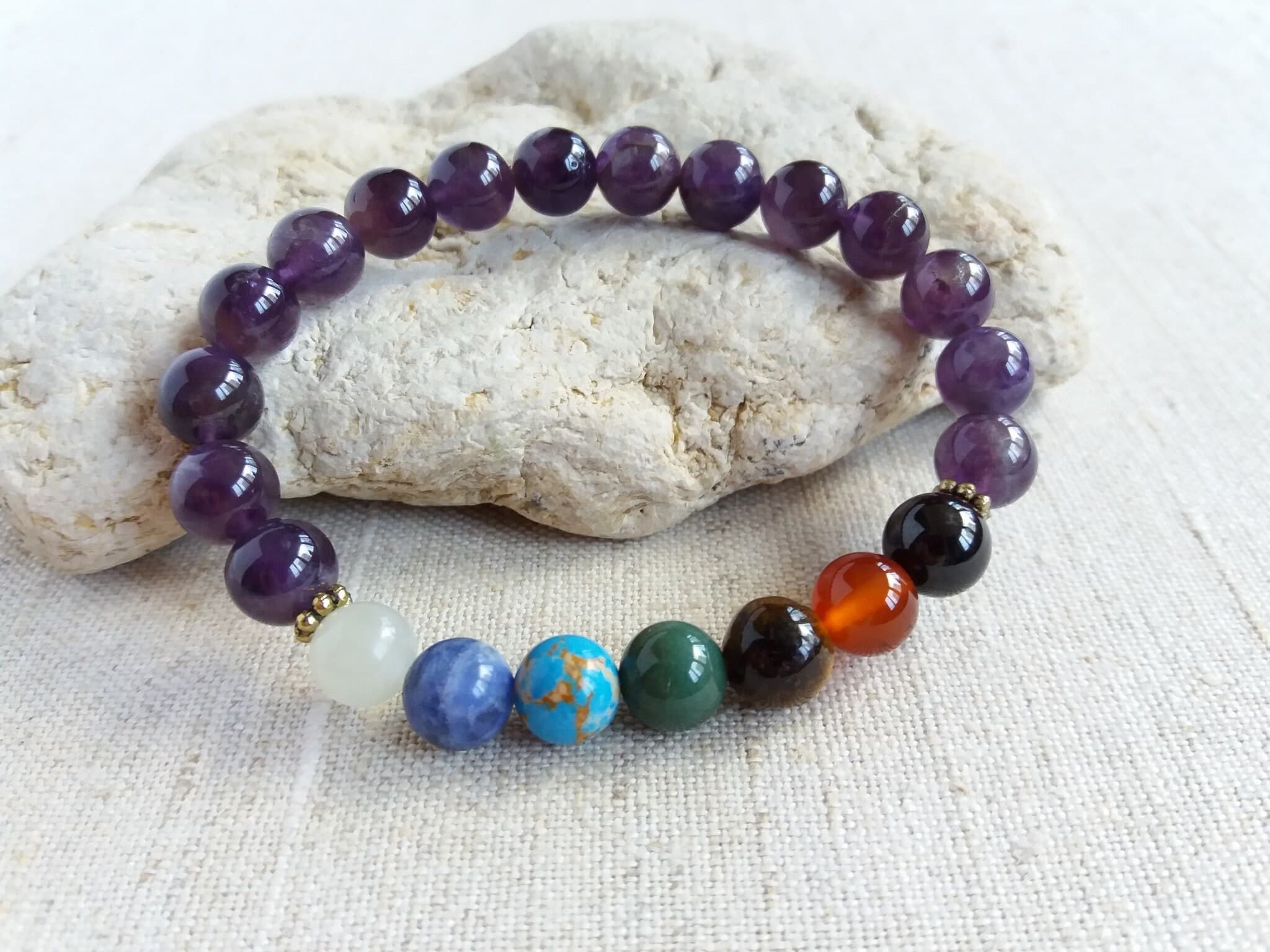 7 chakra bracelet for men Chakra bracelet real stone Healing bracelet for anxiety - image 5