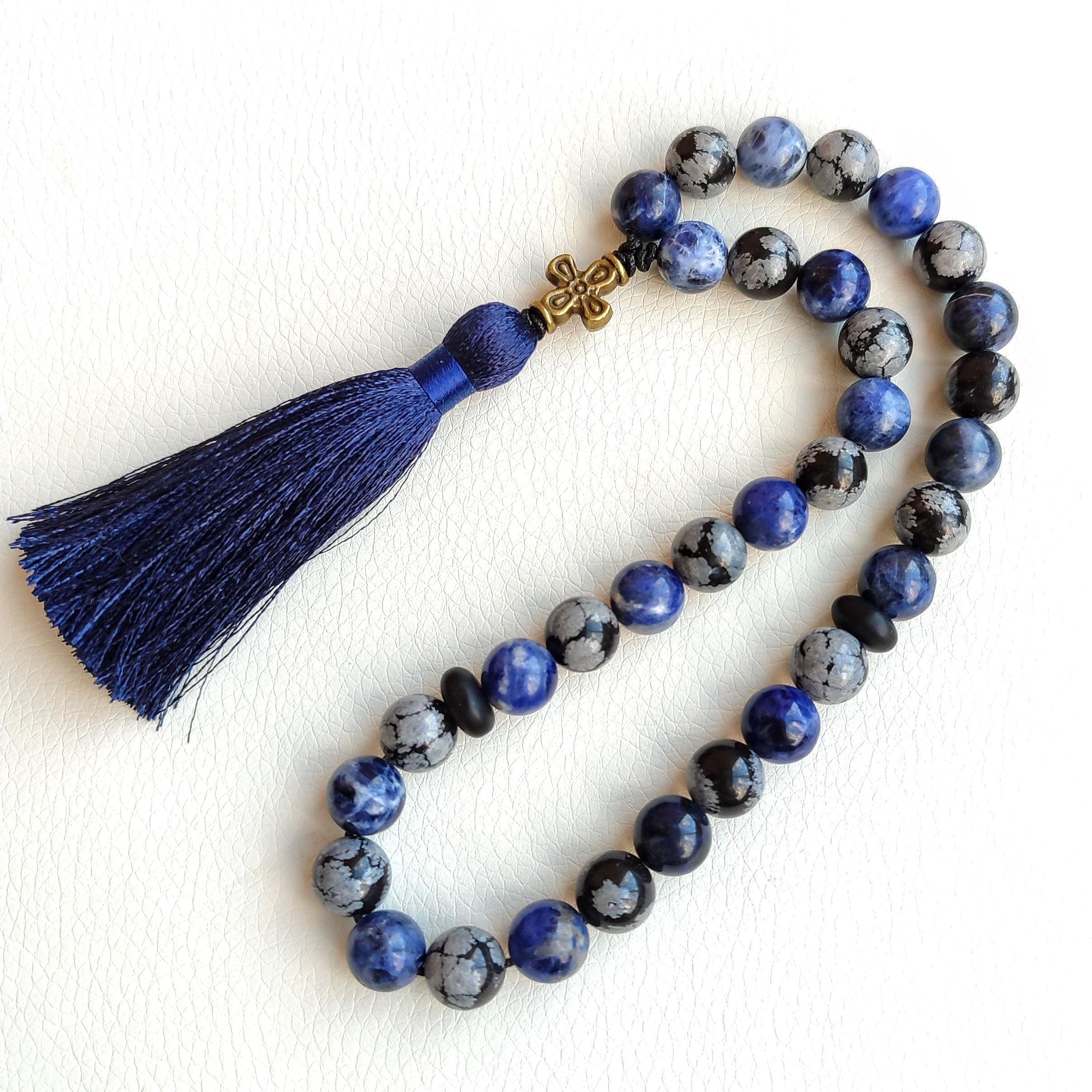 Sodalite beads prayer rosary Obsidian rosary beads Christian prayer beads Orthodox prayer beads