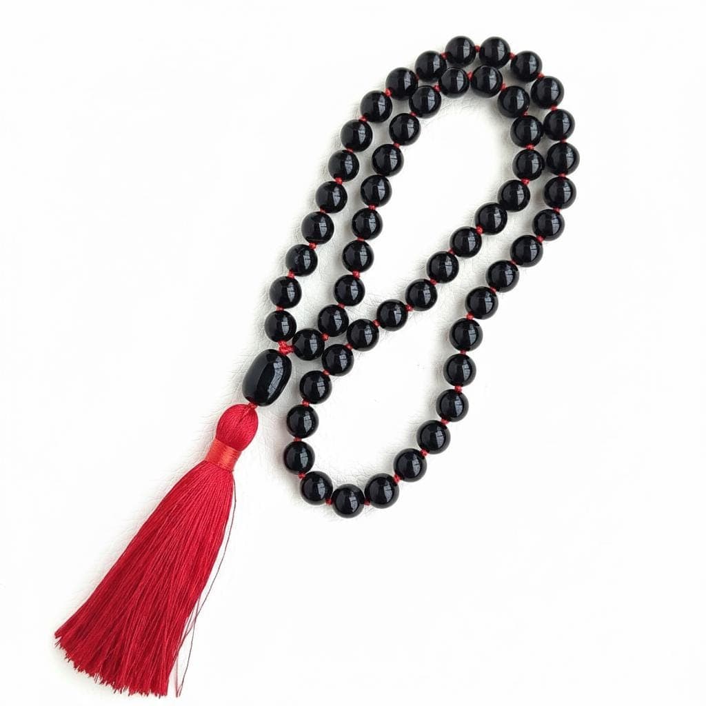 54 mala beads Black onyx prayer beads for men Hand knotted mala beads - image 5