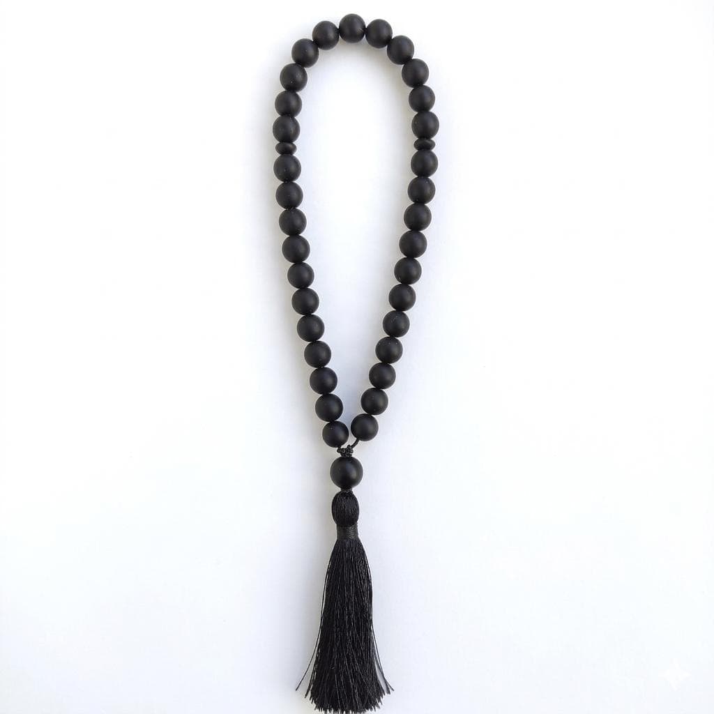 Tasbih onyx stone Tasbeeh 33 beads Worry beads Black prayer beads 10mm Gemstone tasbih - image 4