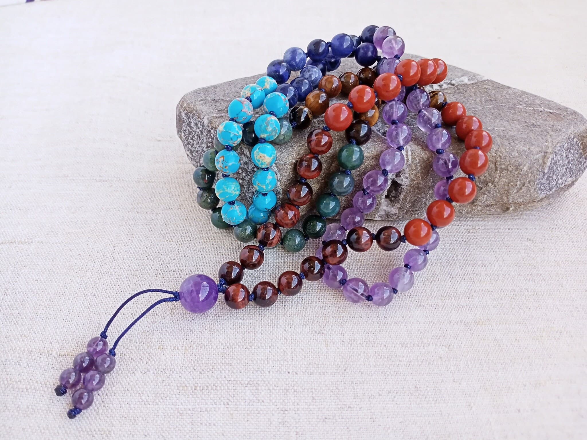 7 chakra mala necklace Mala beads 108 knotted Prayer beads buddhist - image 5