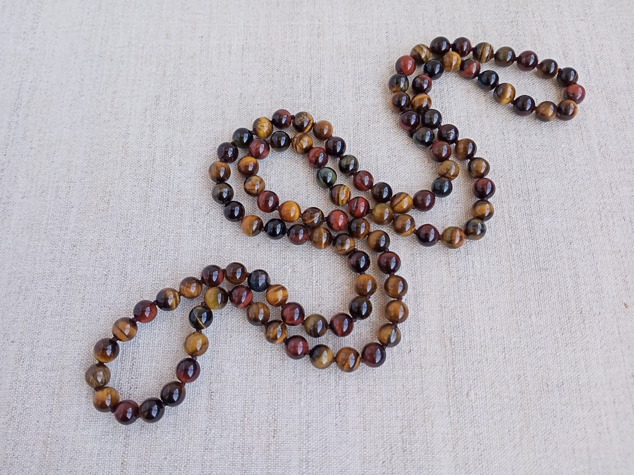 Long beaded necklace Tigers eye necklace women Red tiger eye necklace Opera length necklace Knotted beaded necklace - image 3