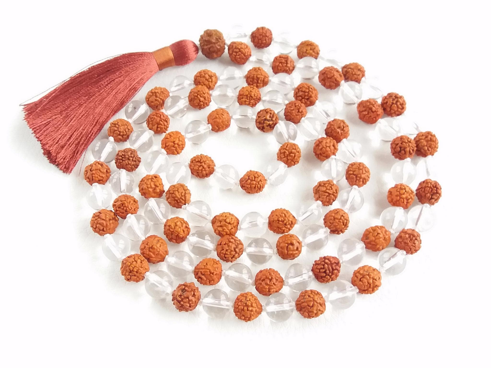 Rudraksha mala 108 beads mala Clear quartz mala Knotted mala beads - image 4