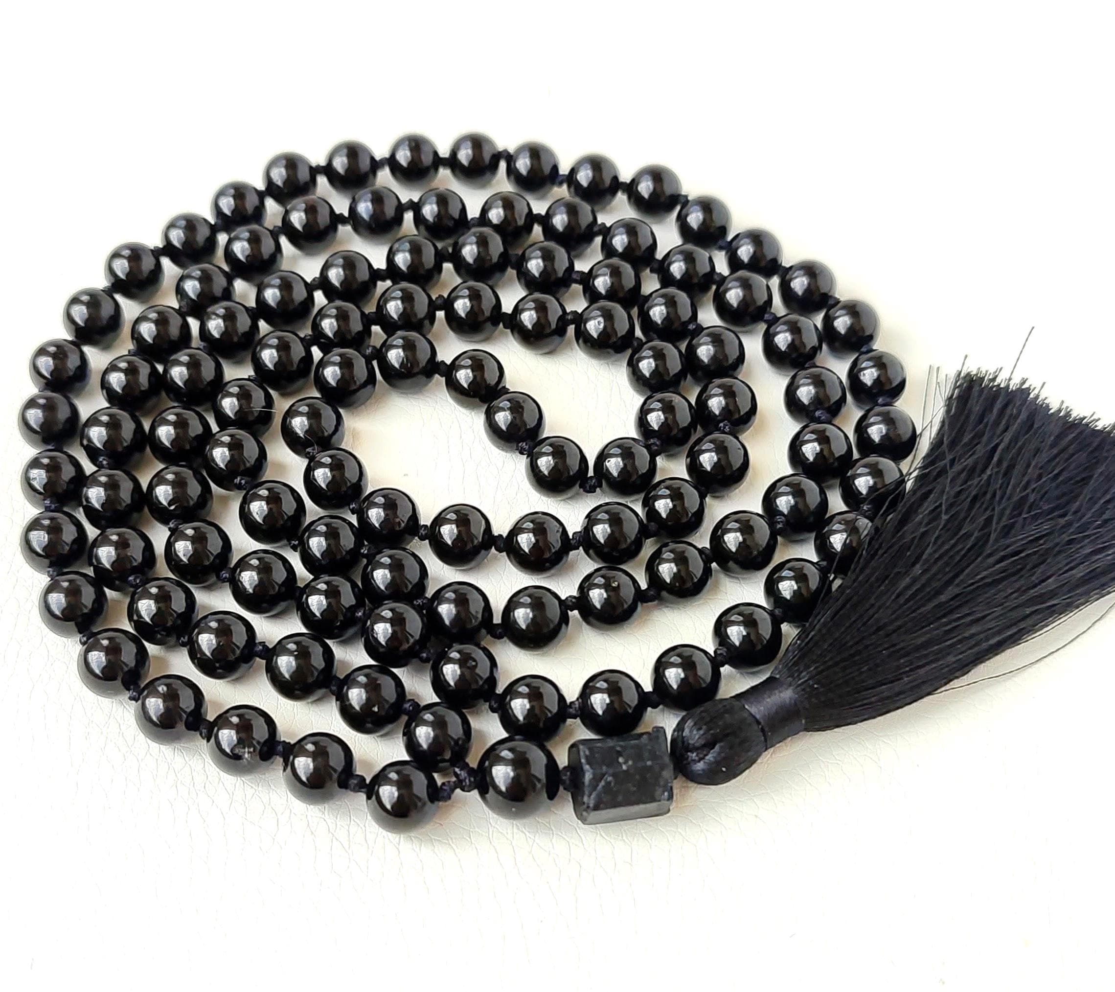 Black Tourmaline mala beads necklace Brayer beads buddhist Mala beads 108 8mm - image 3