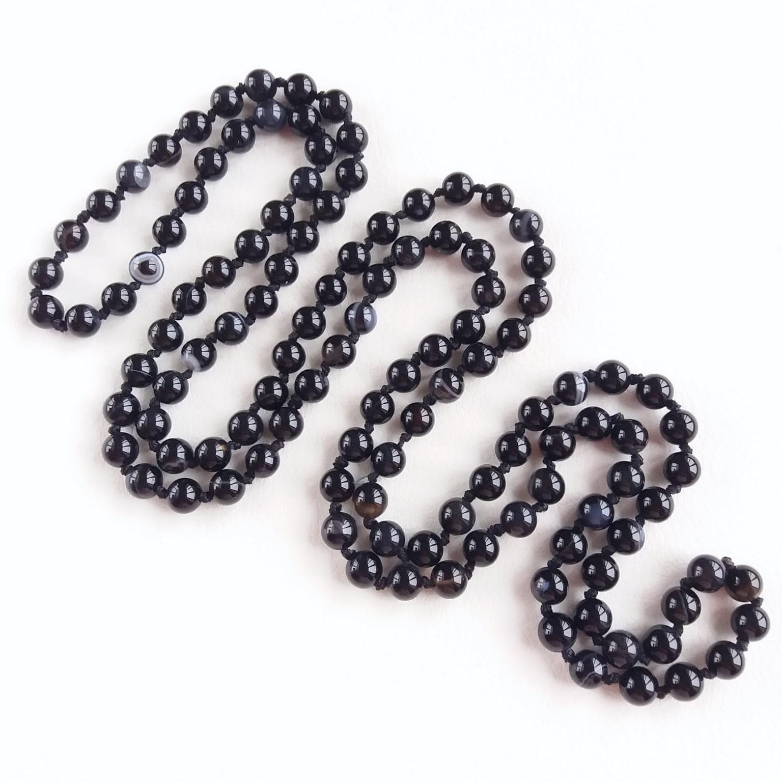Black onyx necklace  Hand knotted necklace genuine stones Opera length necklace - image 3