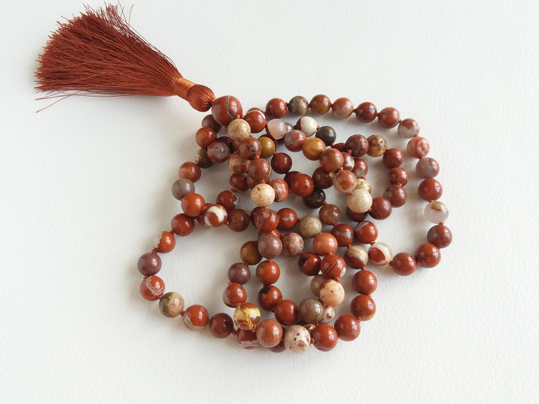 Mala beads 108 Red jasper mala 108 beads Prayer beads buddhist Hand knotted mala - image 3