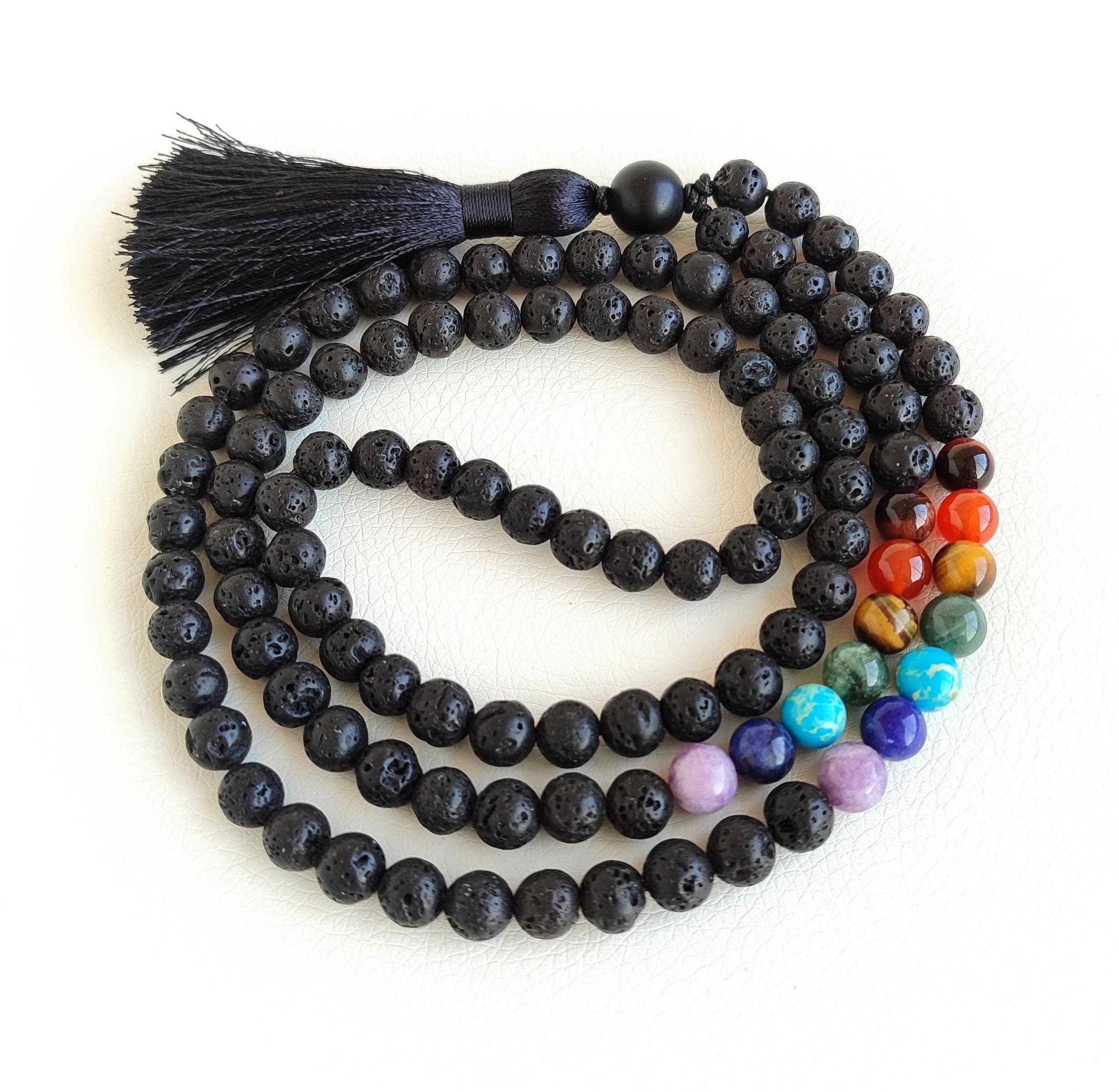 108 beads mala Chakra mala necklace Lava stone mala necklace Prayer beads buddhist