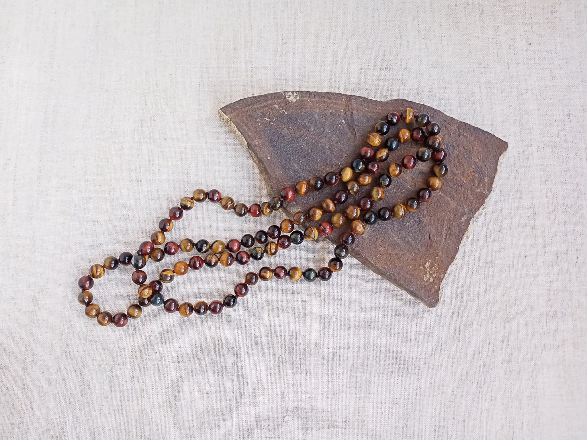 Long beaded necklace Tigers eye necklace women Red tiger eye necklace Opera length necklace Knotted beaded necklace - image 5