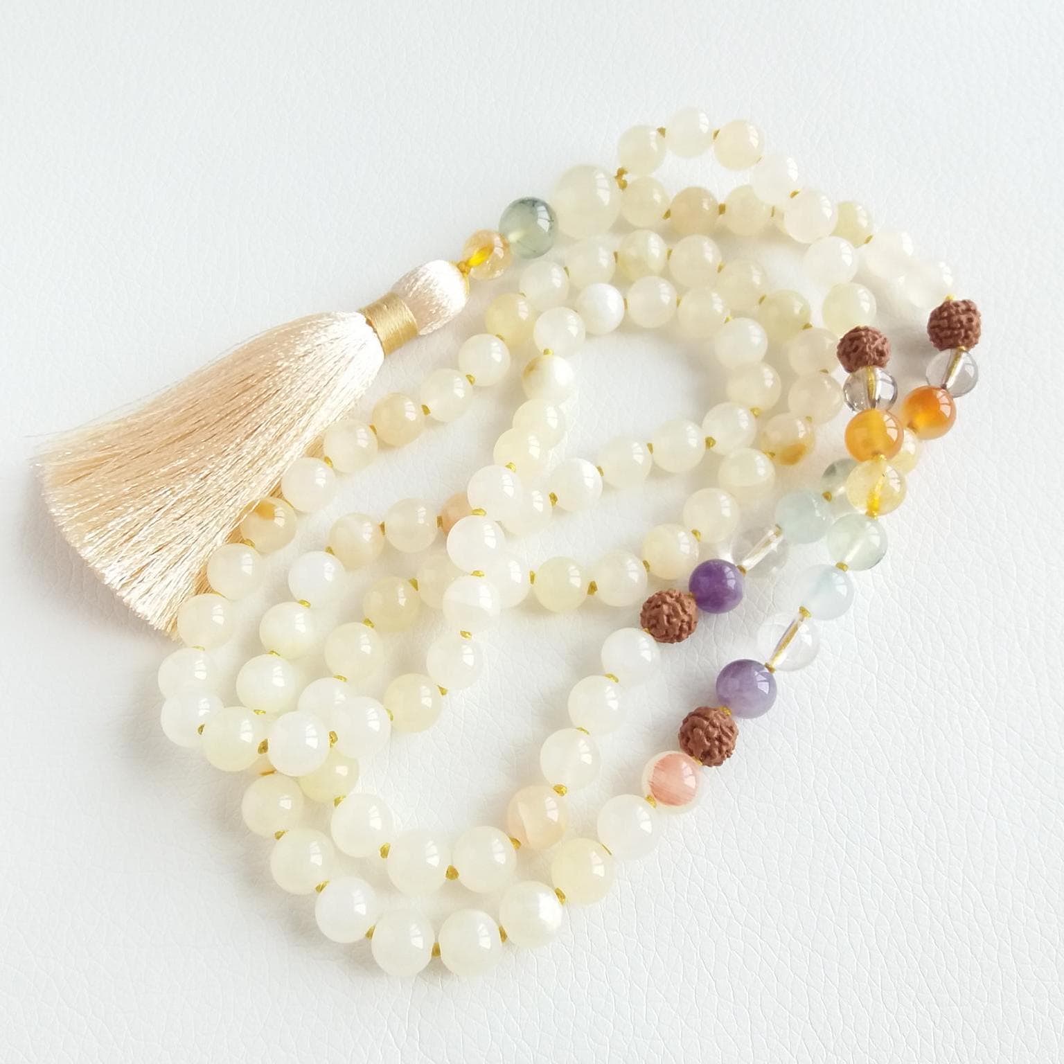 7 chakra mala Knotted mala beads Mala beads 108 Prayer beads buddhist