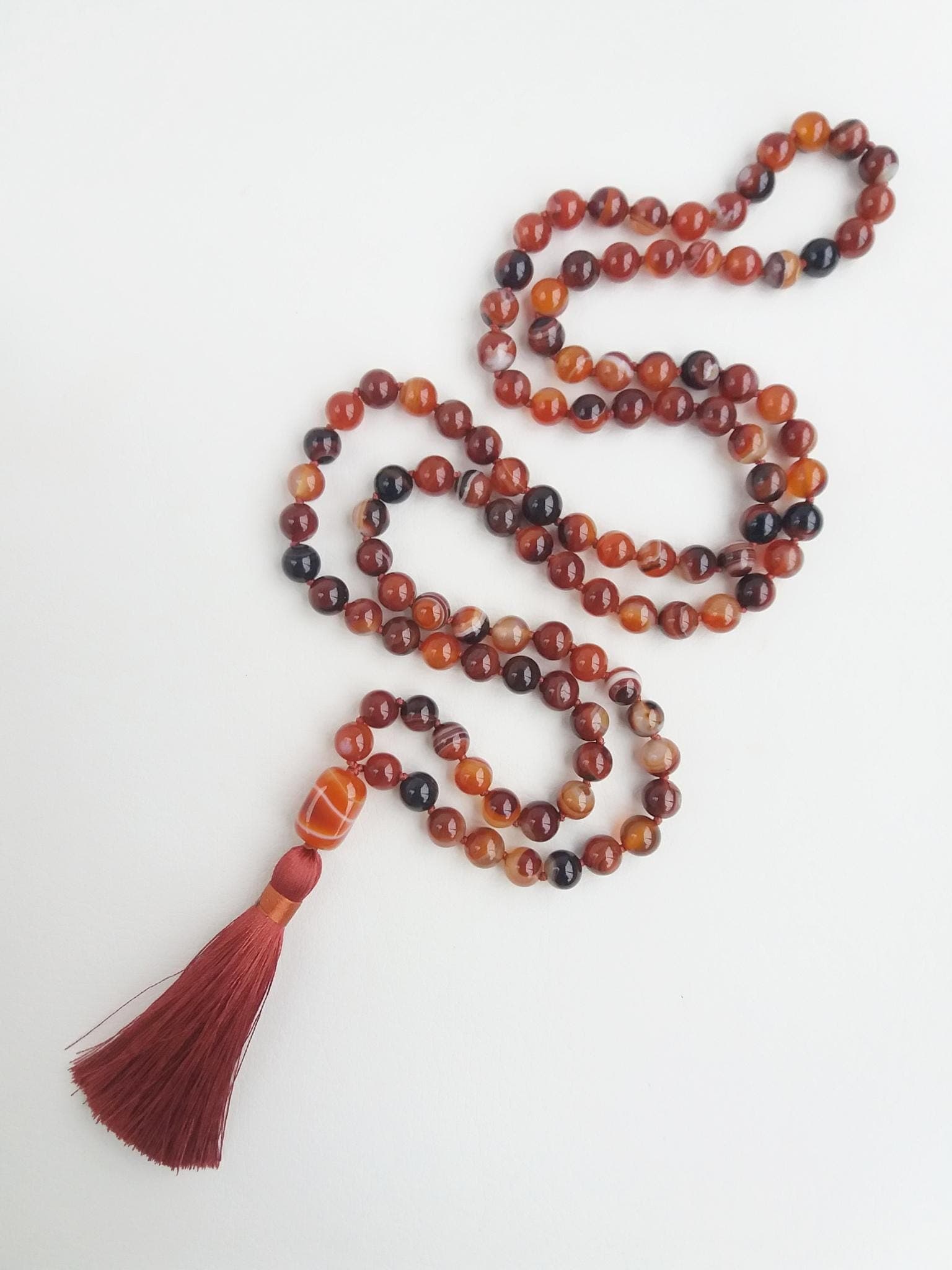 Carnelian mala necklace Orange mala beads Prayer beads buddhist 108 mala beads knotted - image 5