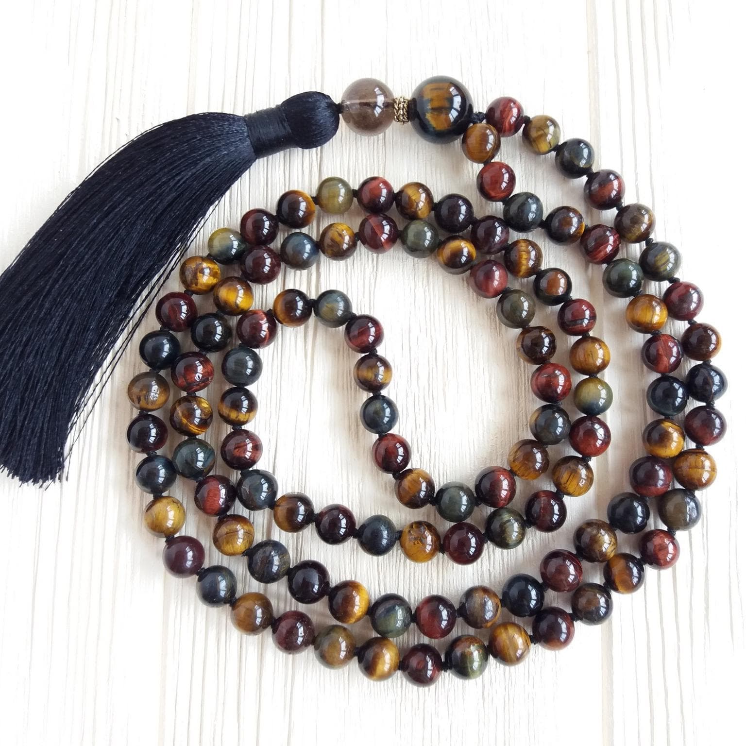 Tigers eye mala 8mm Mala necklace hand knotted Prayer beads buddhist