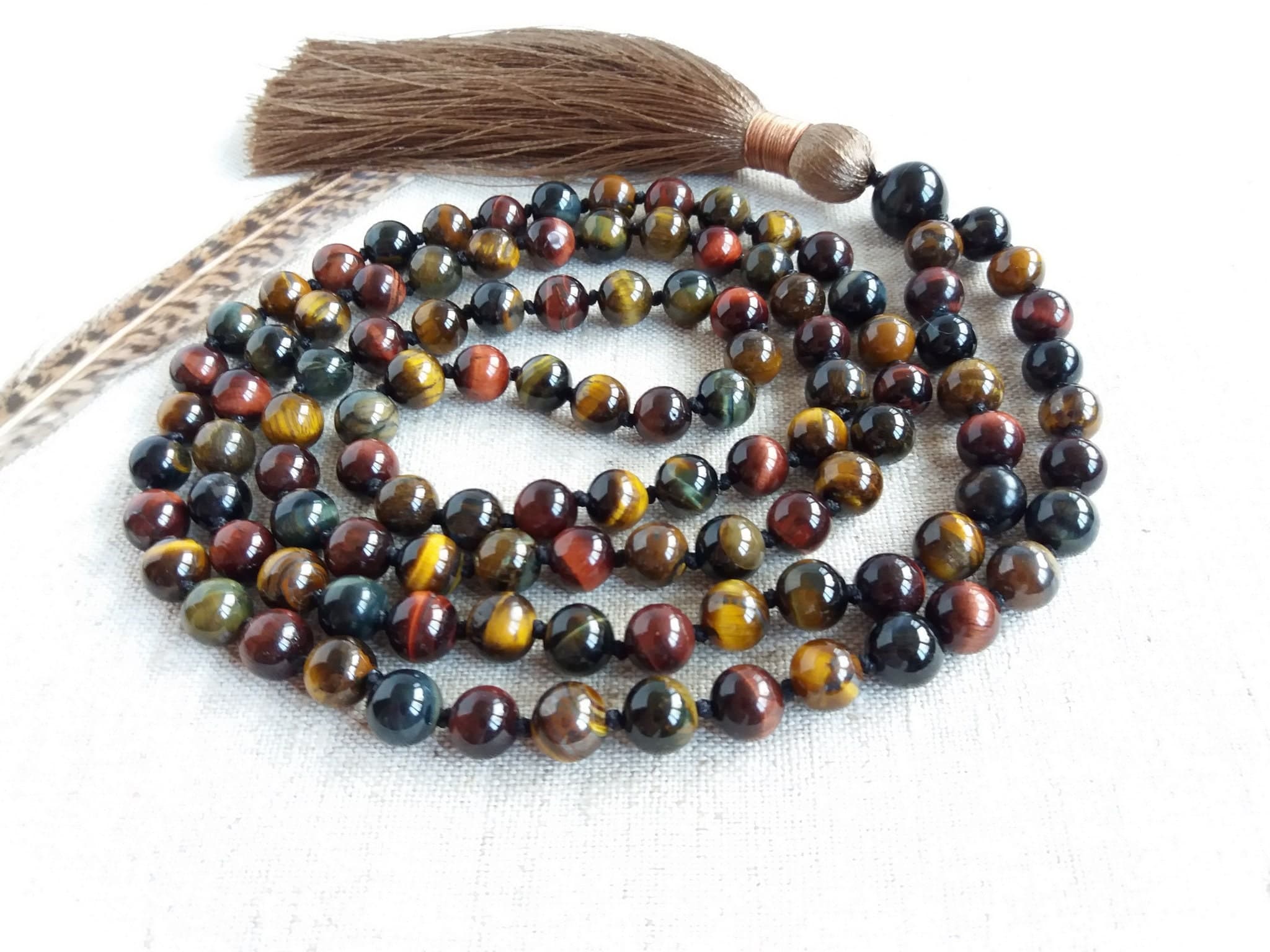 Tiger eye mala beads Hand knotted mala Buddhist prayer beads - image 3