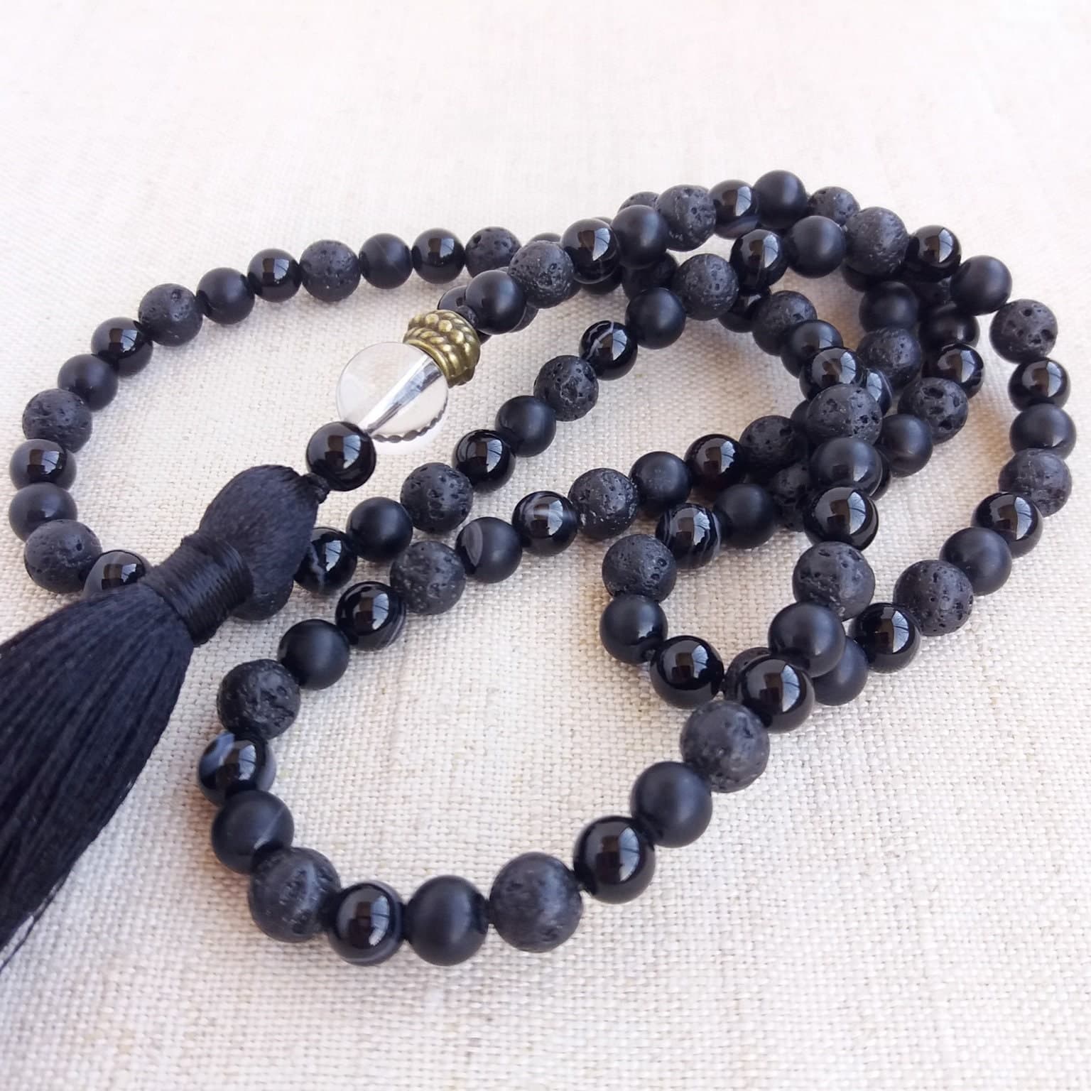 Black agate mala Black onyx mala necklace 108 mala beads prayer beads Prayer beads buddhist - image 4