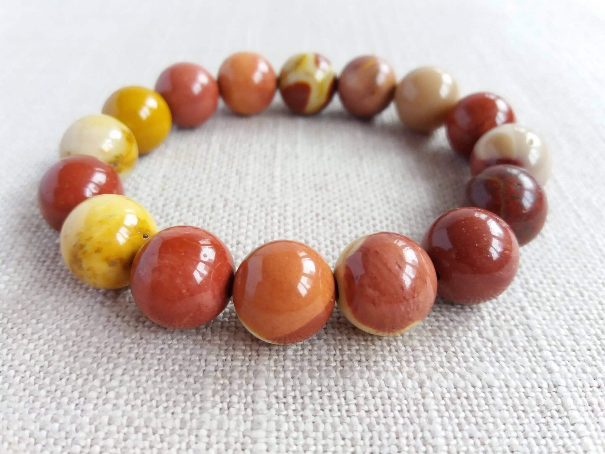 Mookaite jasper bracelet Large bead bracelet Orange stone bracelet - image 5