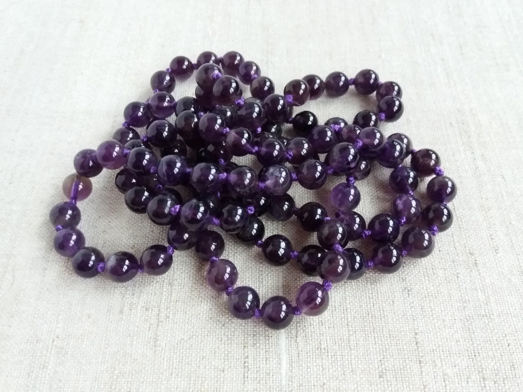 Long Amethyst necklace Opera length necklace Hand knotted necklace - image 5