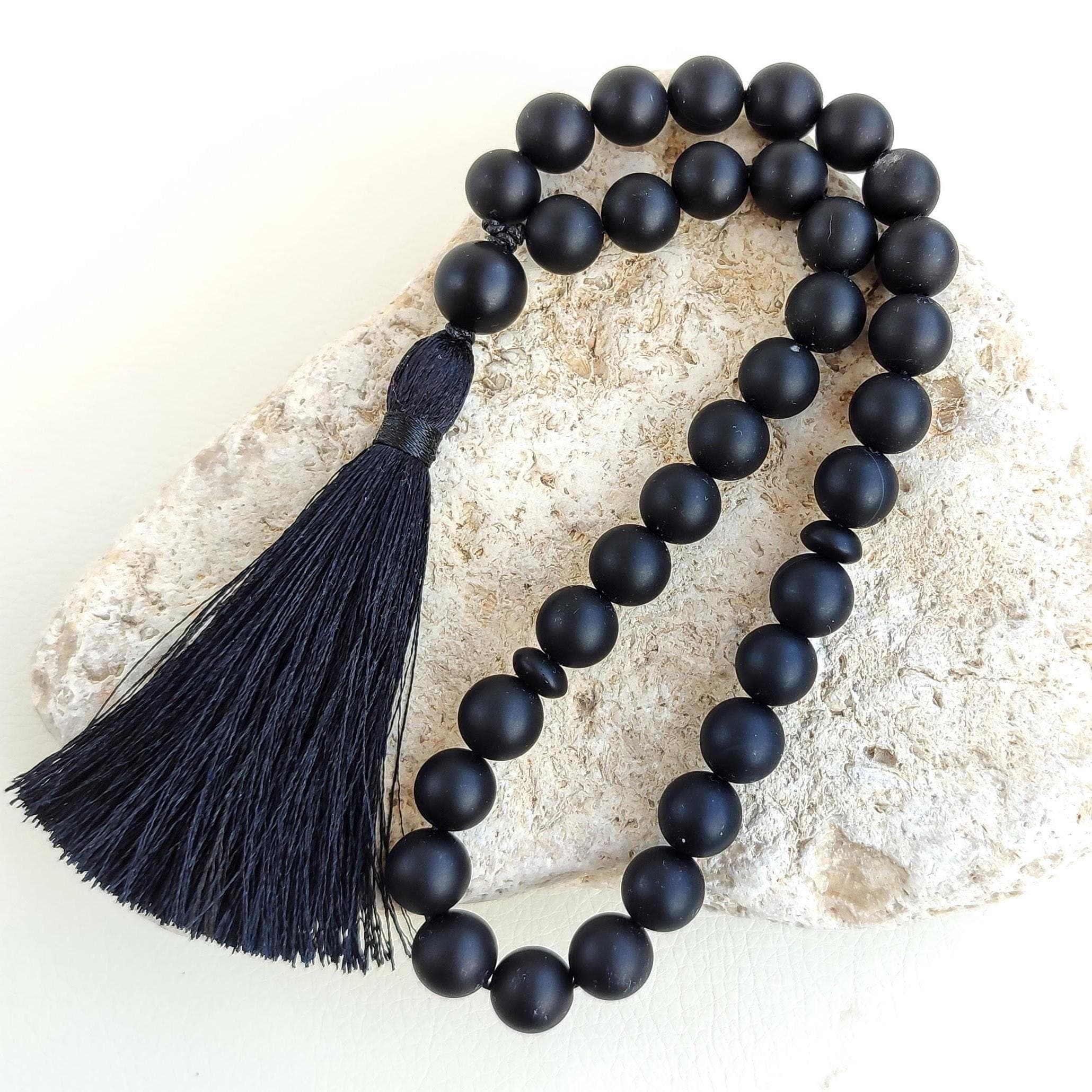 Tasbih onyx stone Tasbeeh 33 beads Worry beads Black prayer beads 10mm Gemstone tasbih