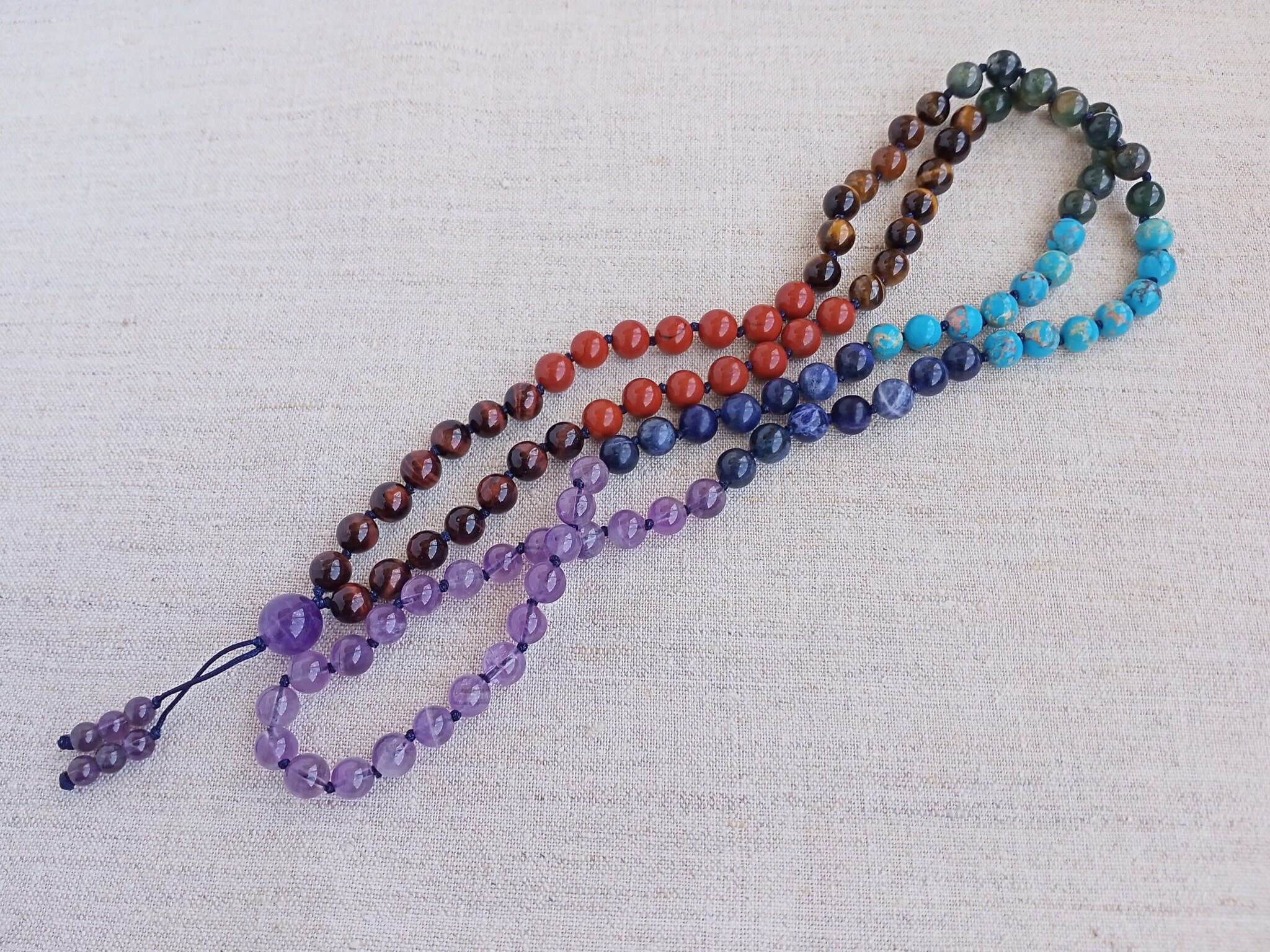 7 chakra mala necklace Mala beads 108 knotted Prayer beads buddhist - image 3