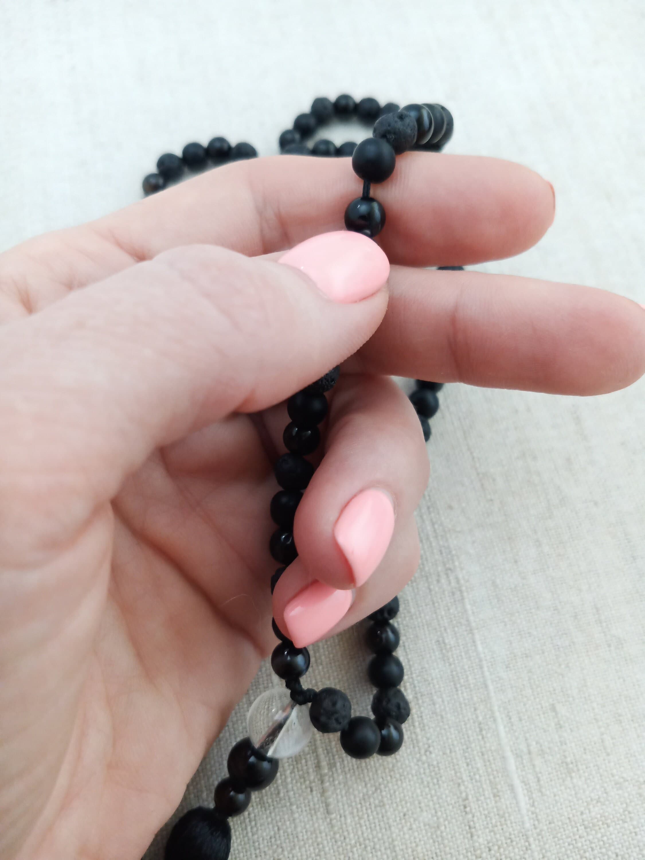 Black agate mala Black onyx mala necklace 108 mala beads prayer beads Prayer beads buddhist - image 5