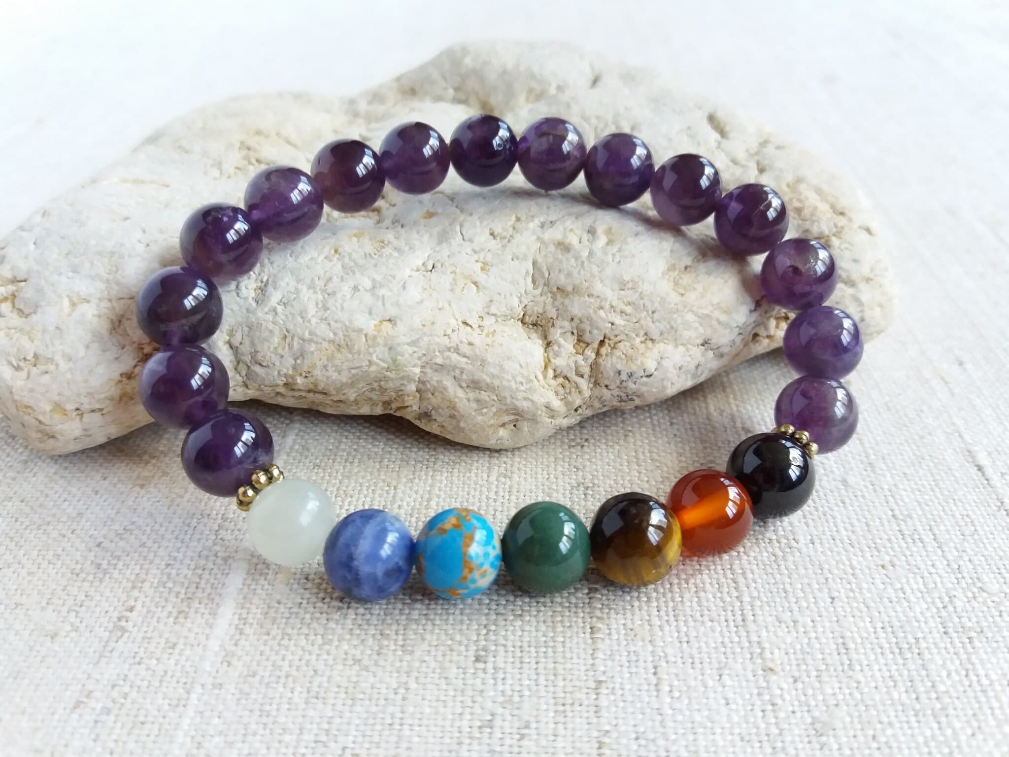 7 chakra bracelet for men Chakra bracelet real stone Healing bracelet for anxiety - image 4