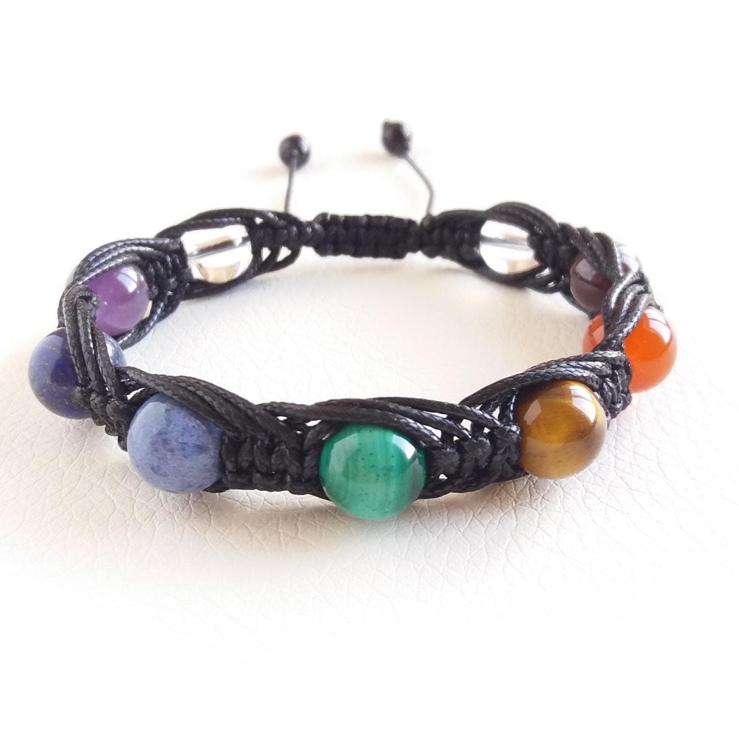 Chakra bracelet mens Braided bracelet with stone Chakra healing bracelet natural