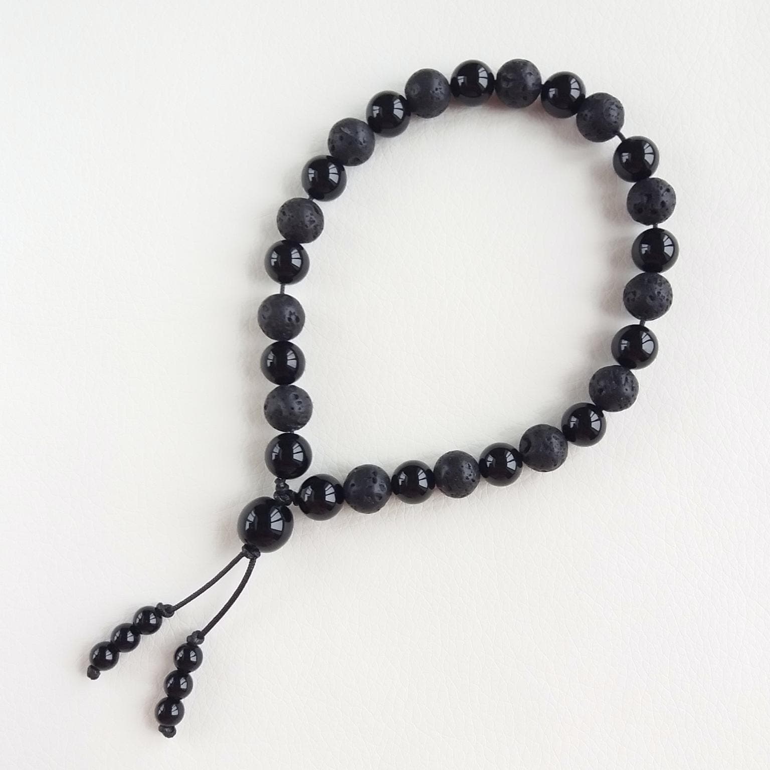 Black onyx mala beads Lava stone mala beads 27 prayer beads Pocket mala Buddhist mala beads - image 4