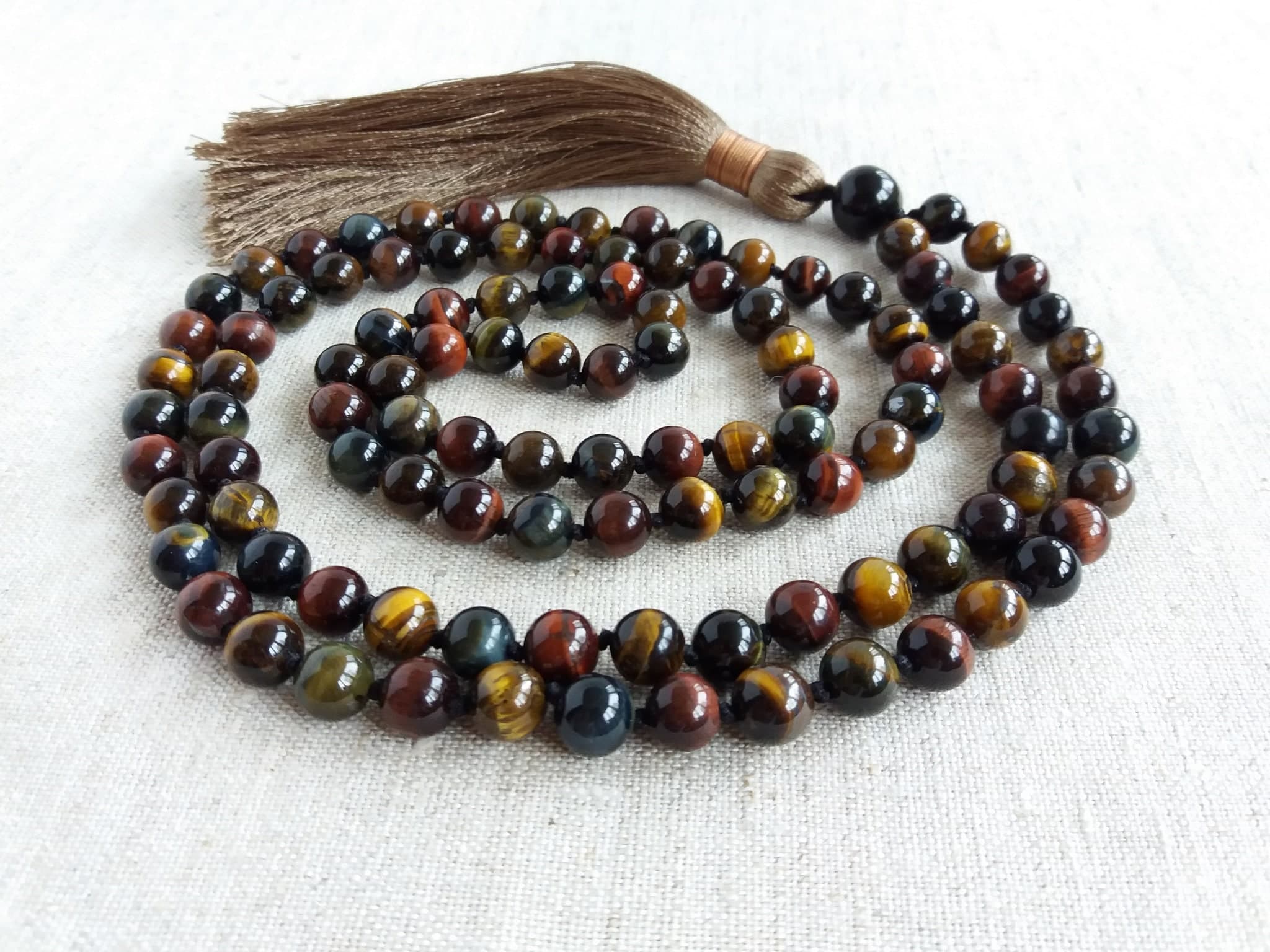 Tiger eye mala beads Hand knotted mala Buddhist prayer beads - image 5