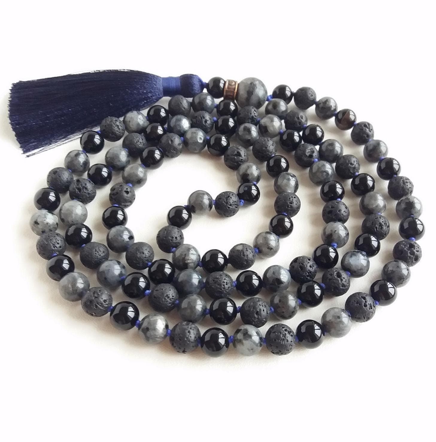 Mala beads 108 8mm Mala Labradorite Buddhist prayer beads Mala beads Lava stone - image 3