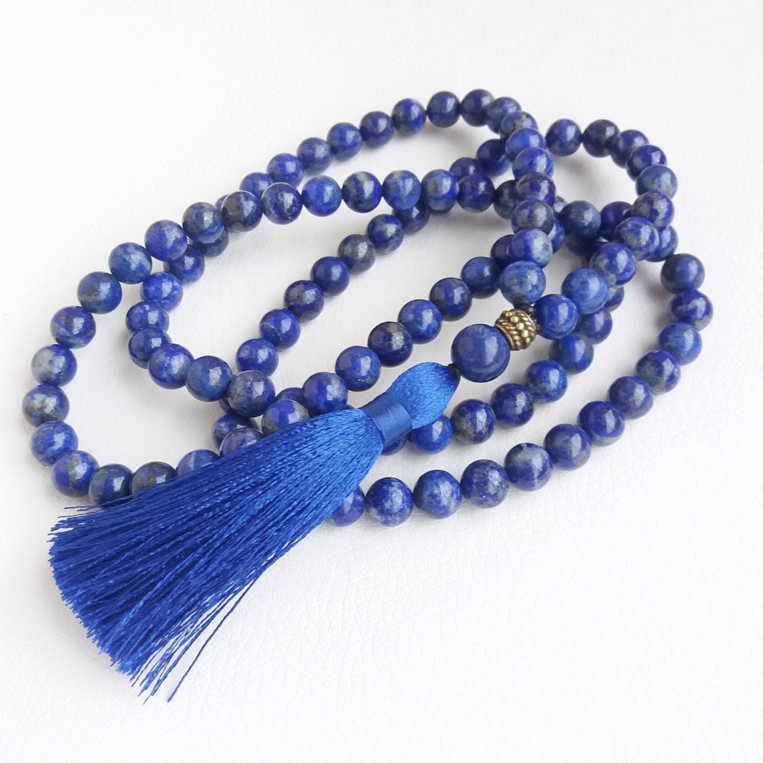Lapis lazuli mala 108 Blue mala beads Prayer beads buddhist Hand knotted mala
