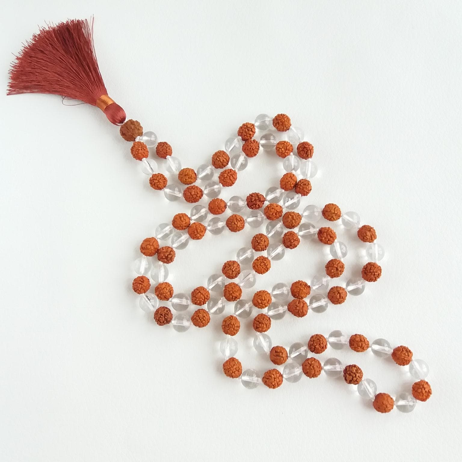 Rudraksha mala 108 beads mala Clear quartz mala Knotted mala beads - image 3