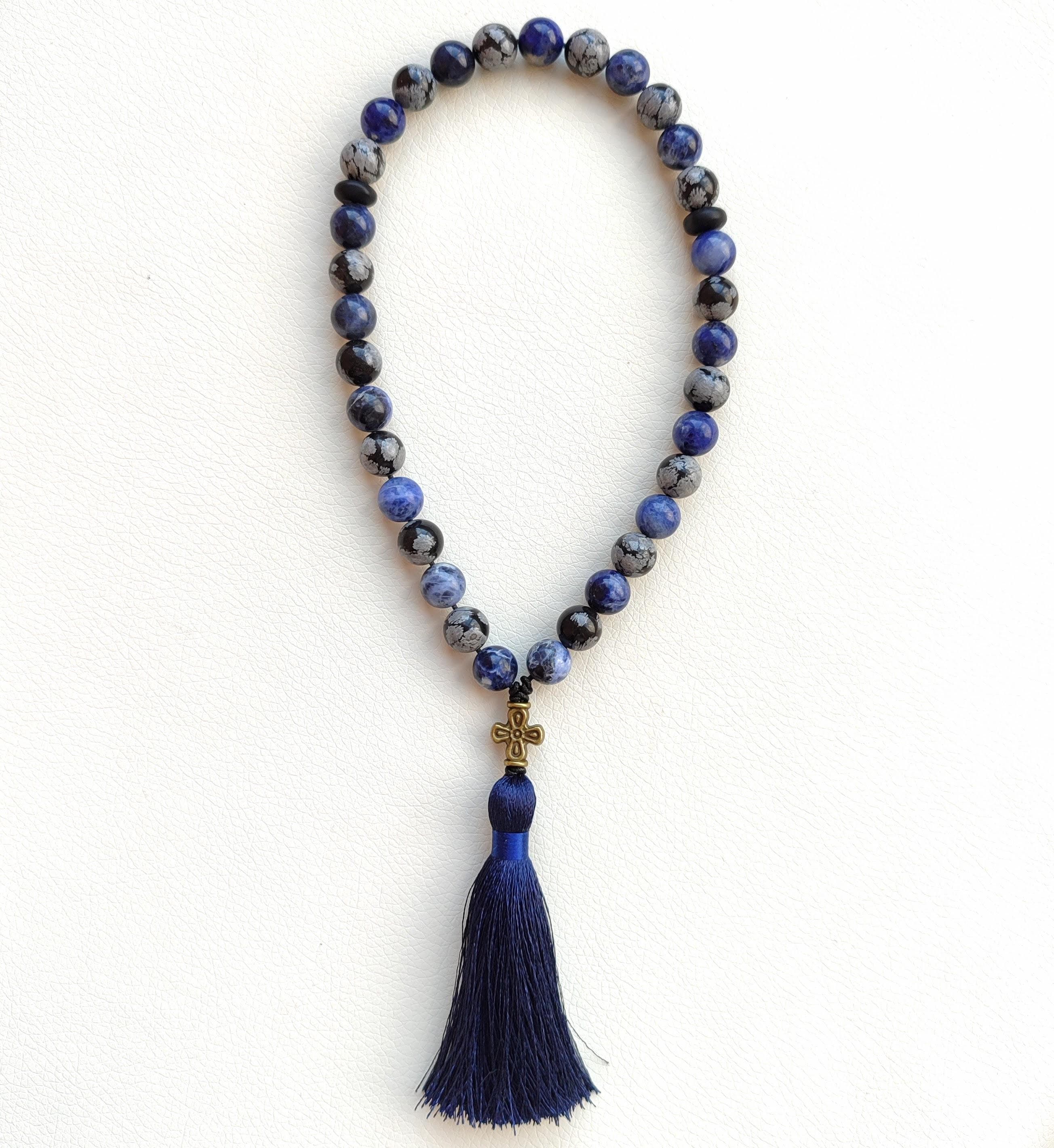 Sodalite beads prayer rosary Obsidian rosary beads Christian prayer beads Orthodox prayer beads - image 4