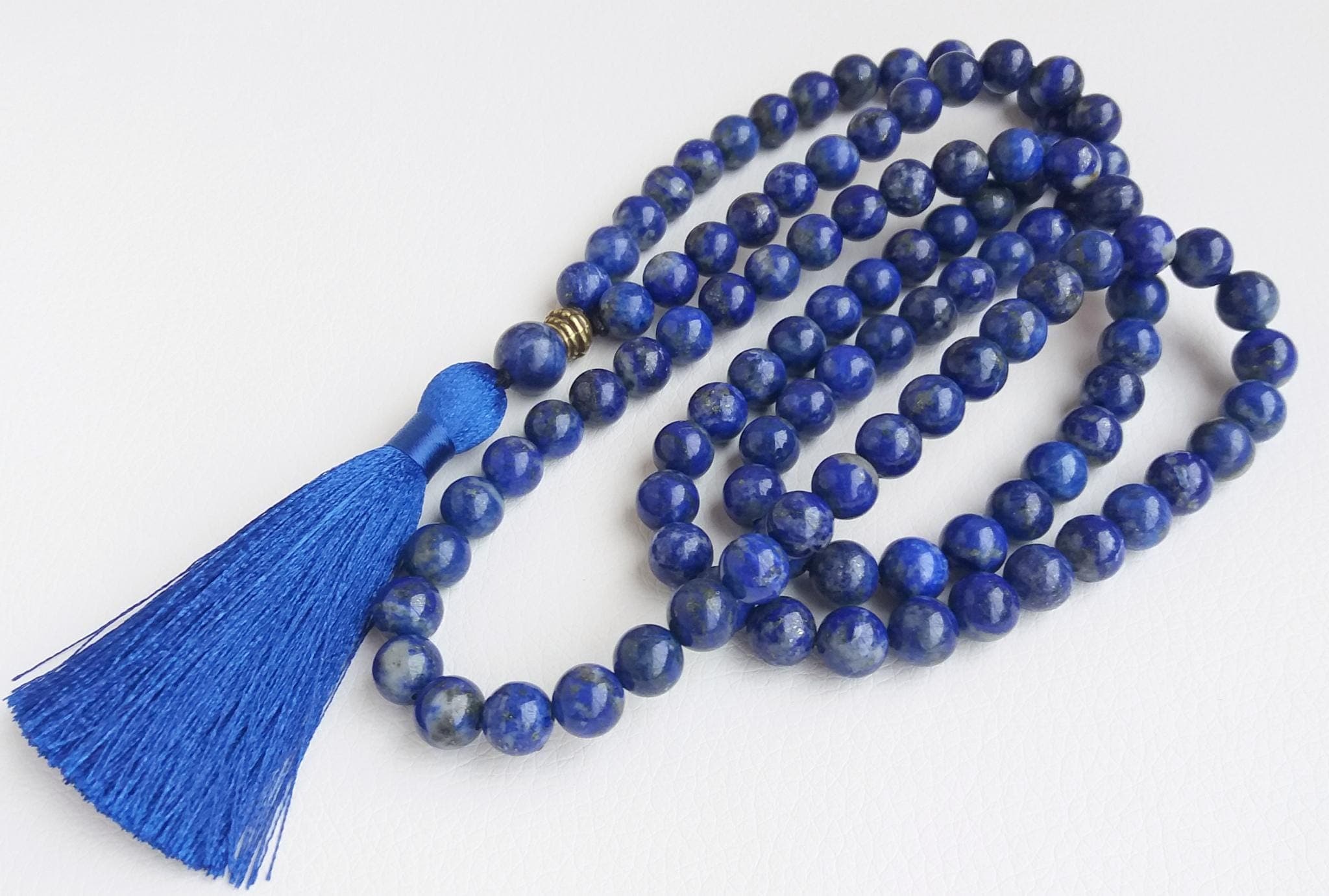 Lapis lazuli mala 108 Blue mala beads Prayer beads buddhist Hand knotted mala - image 4