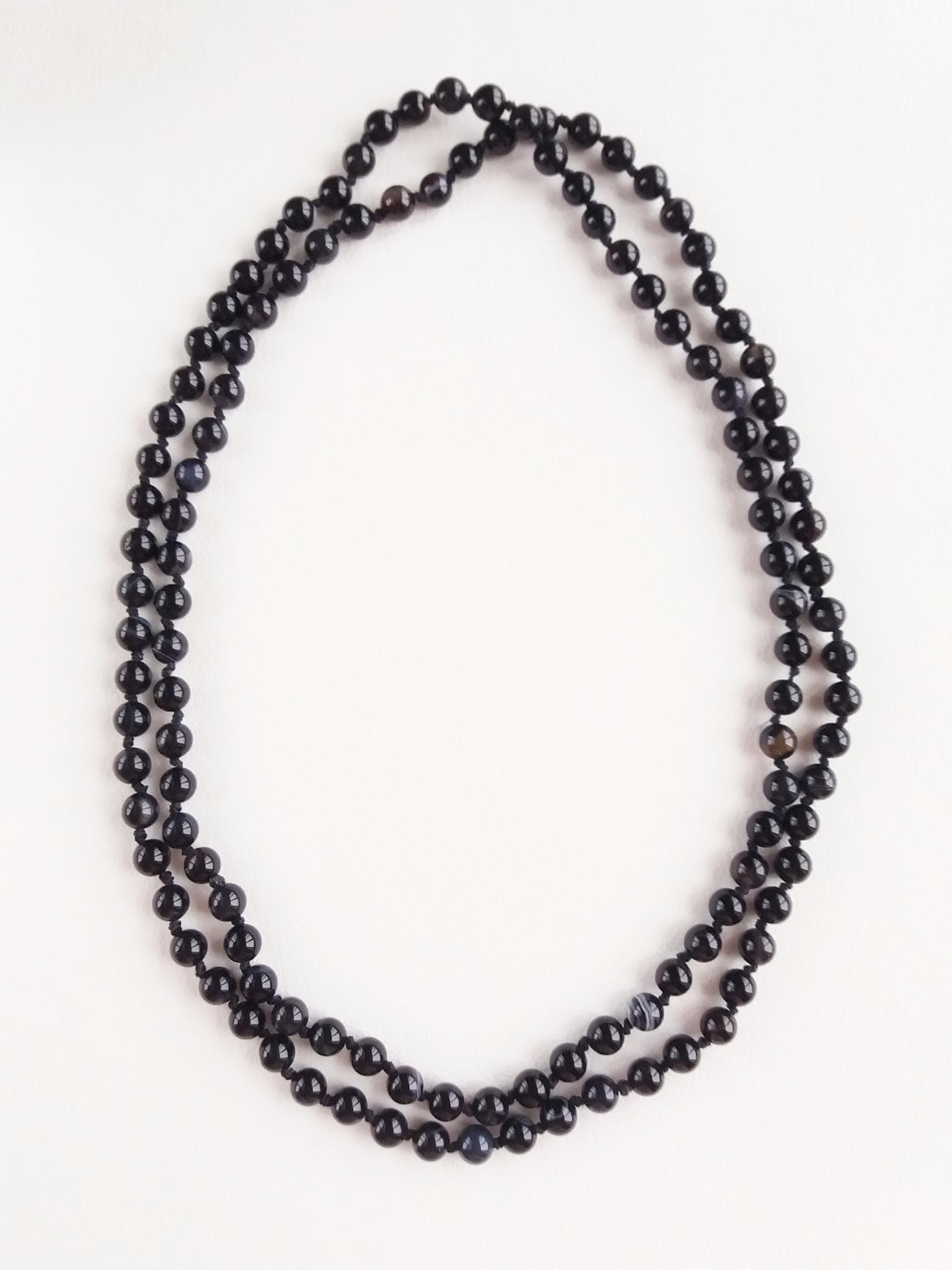 Black onyx necklace  Hand knotted necklace genuine stones Opera length necklace - image 5