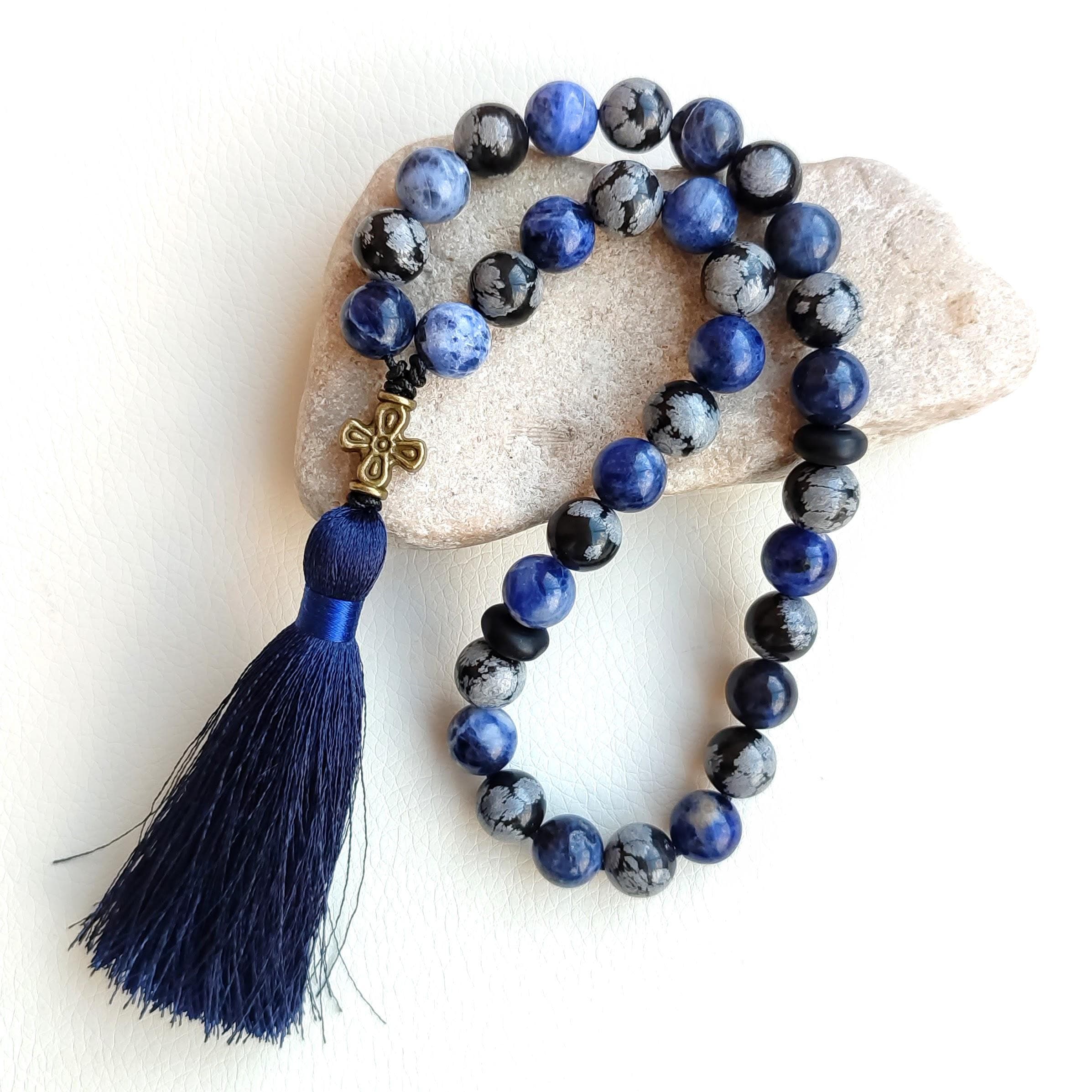 Sodalite beads prayer rosary Obsidian rosary beads Christian prayer beads Orthodox prayer beads - image 5