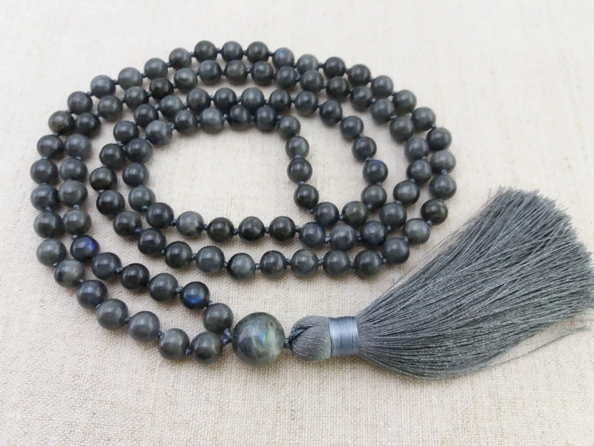 Labradorite mala beads Hand knotted mala Prayer beads buddhist - image 3