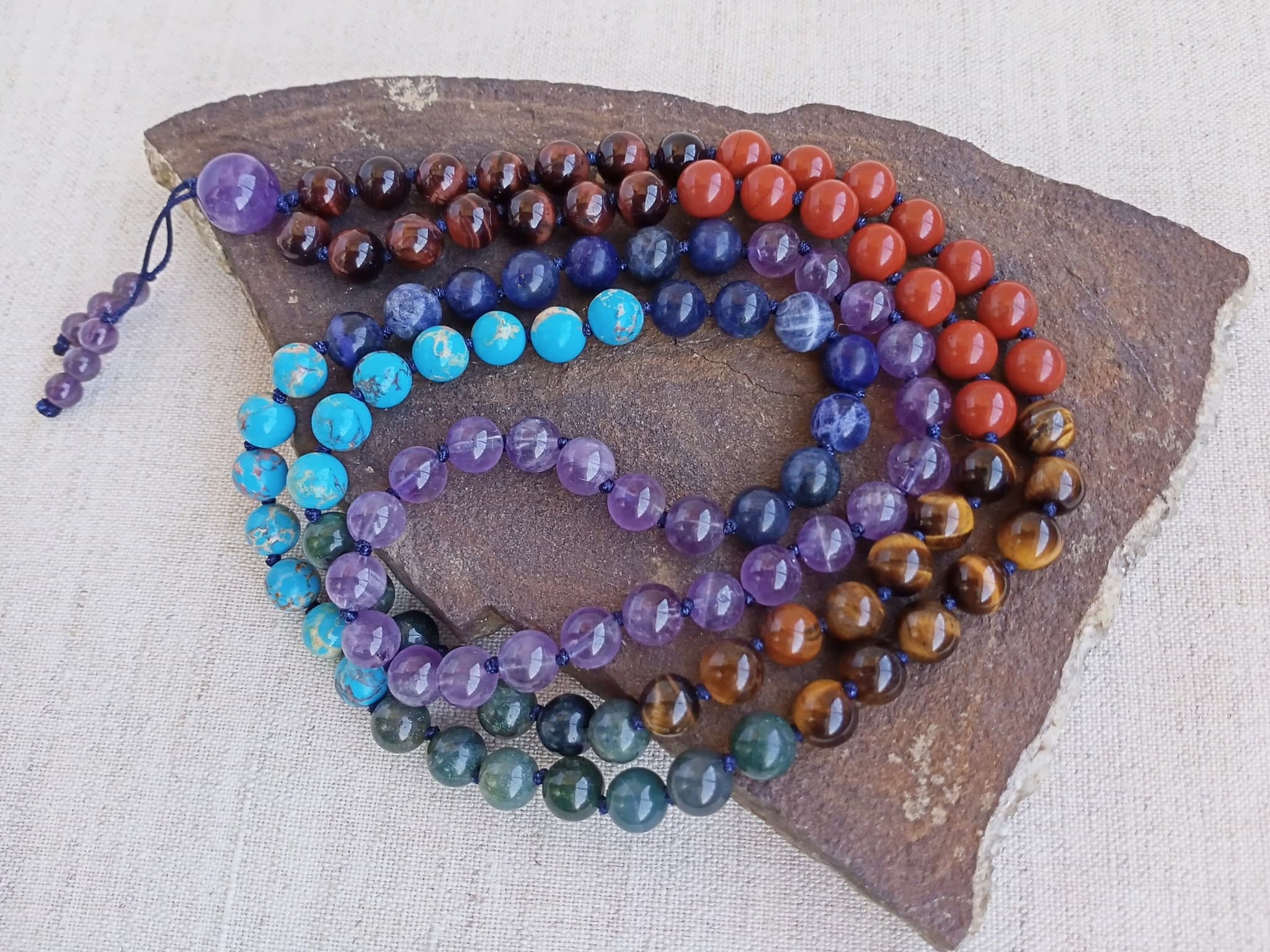 7 chakra mala necklace Mala beads 108 knotted Prayer beads buddhist - image 4