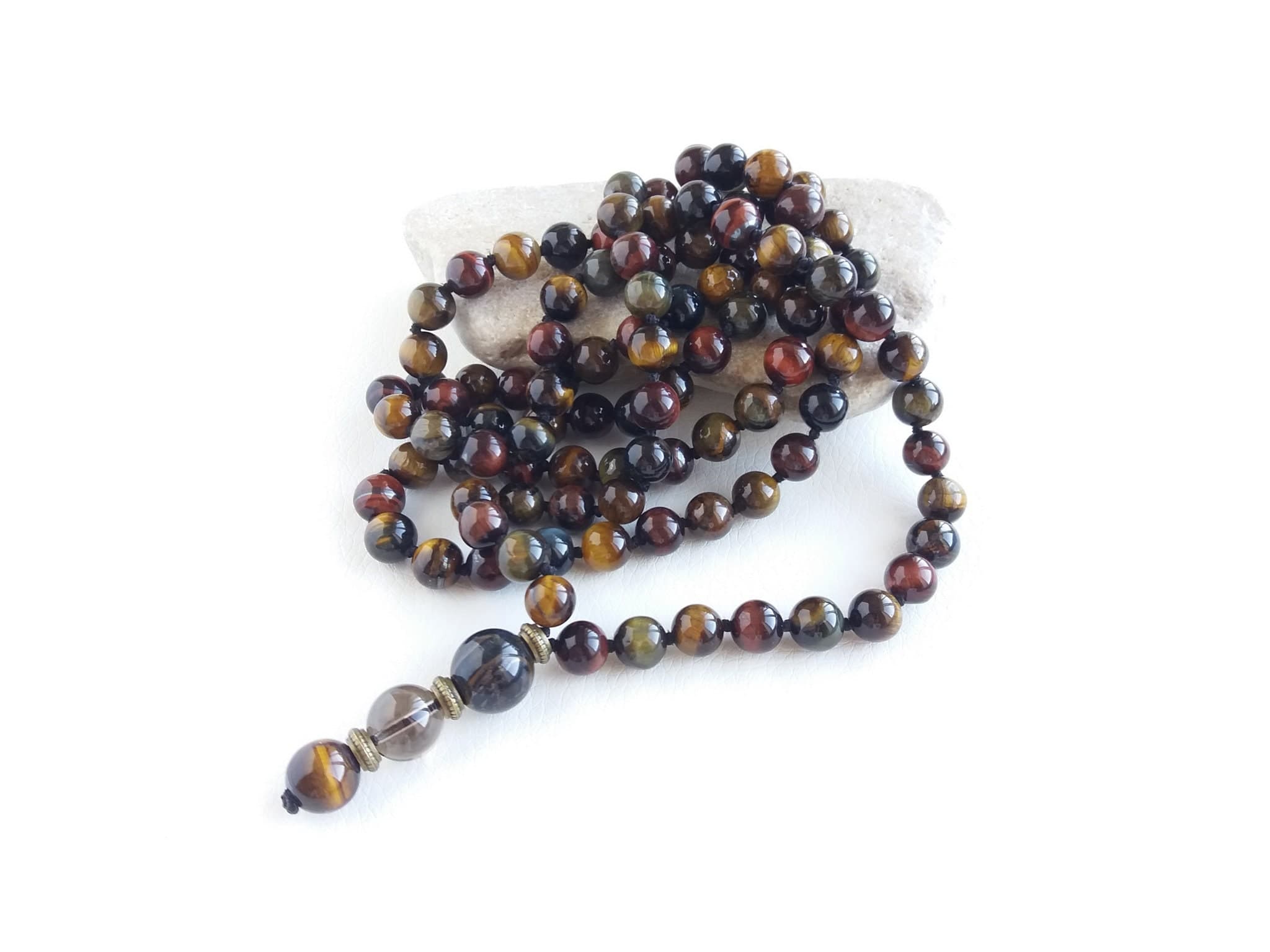 Tiger eye mala bead Mala beads 108 Prayer beads necklace Hand knotted mala - image 5