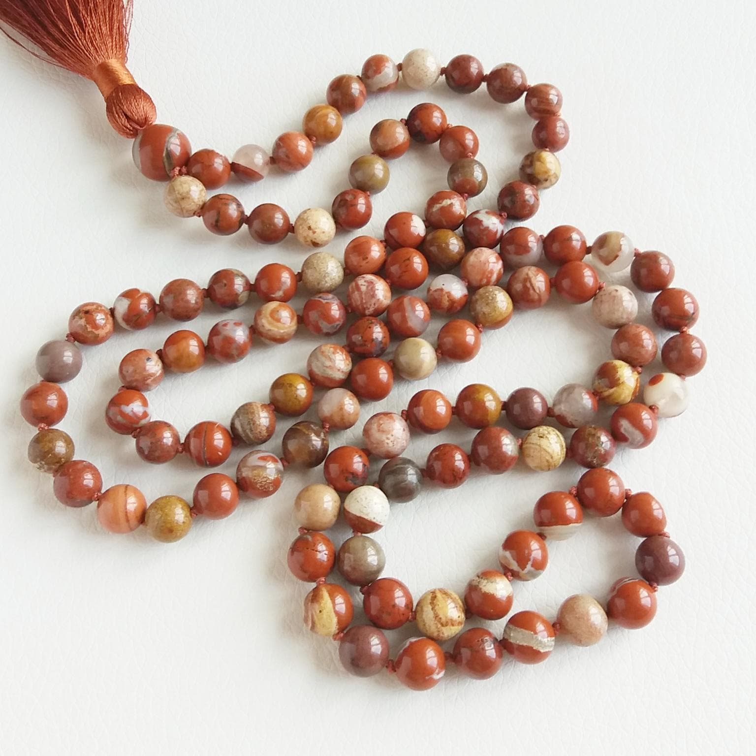 Mala beads 108 Red jasper mala 108 beads Prayer beads buddhist Hand knotted mala - image 5