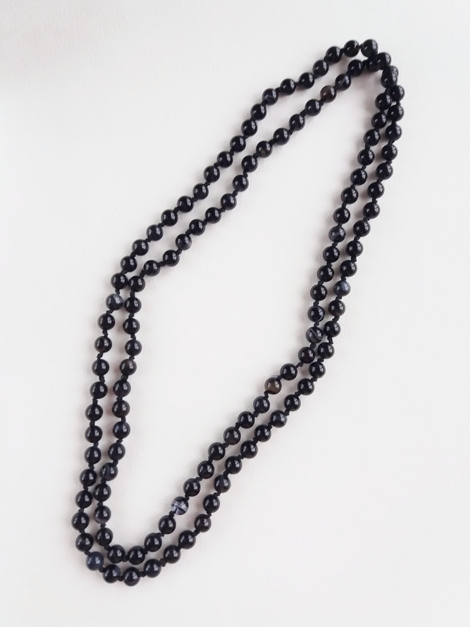 Black onyx necklace  Hand knotted necklace genuine stones Opera length necklace - image 4