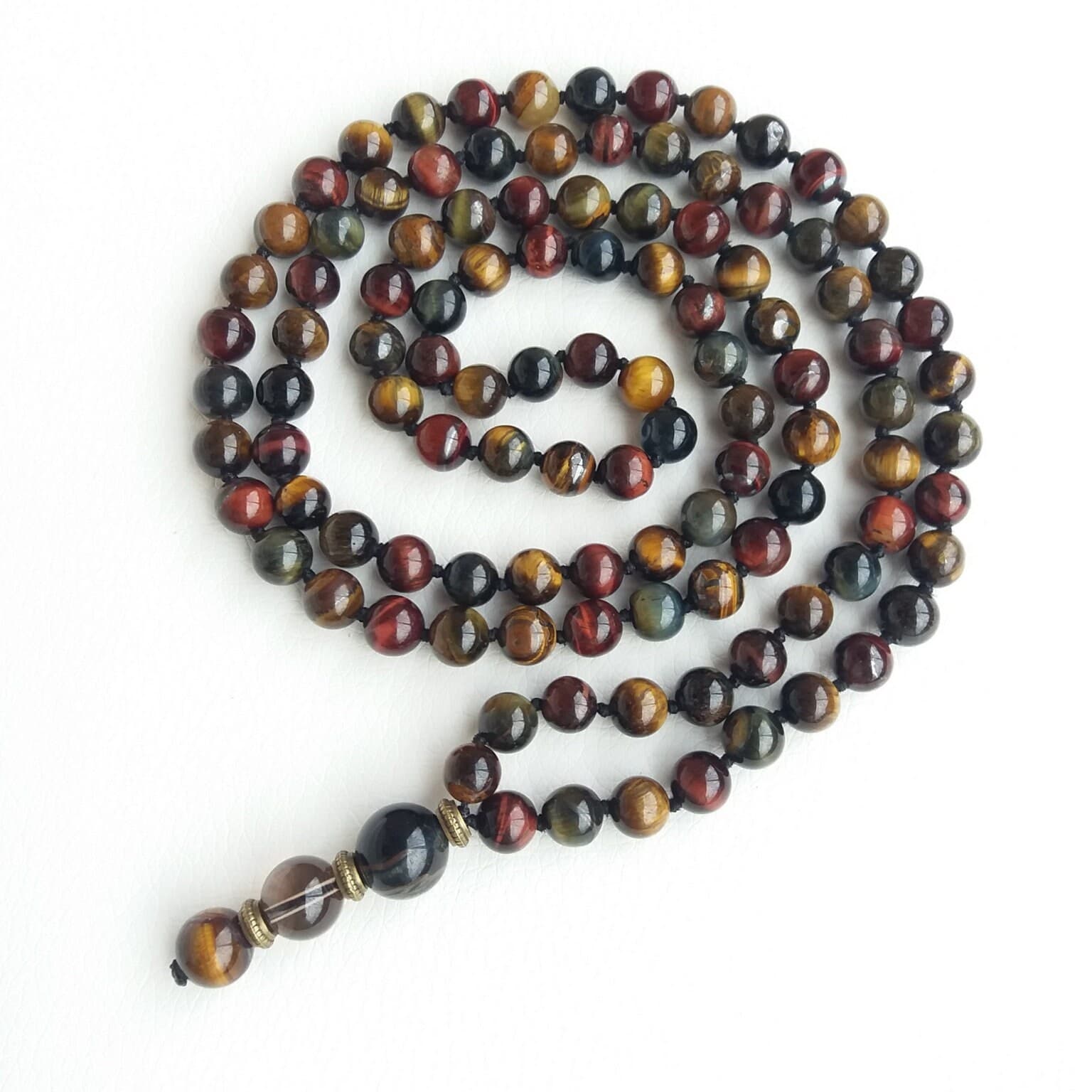 Tiger eye mala bead Mala beads 108 Prayer beads necklace Hand knotted mala - image 3