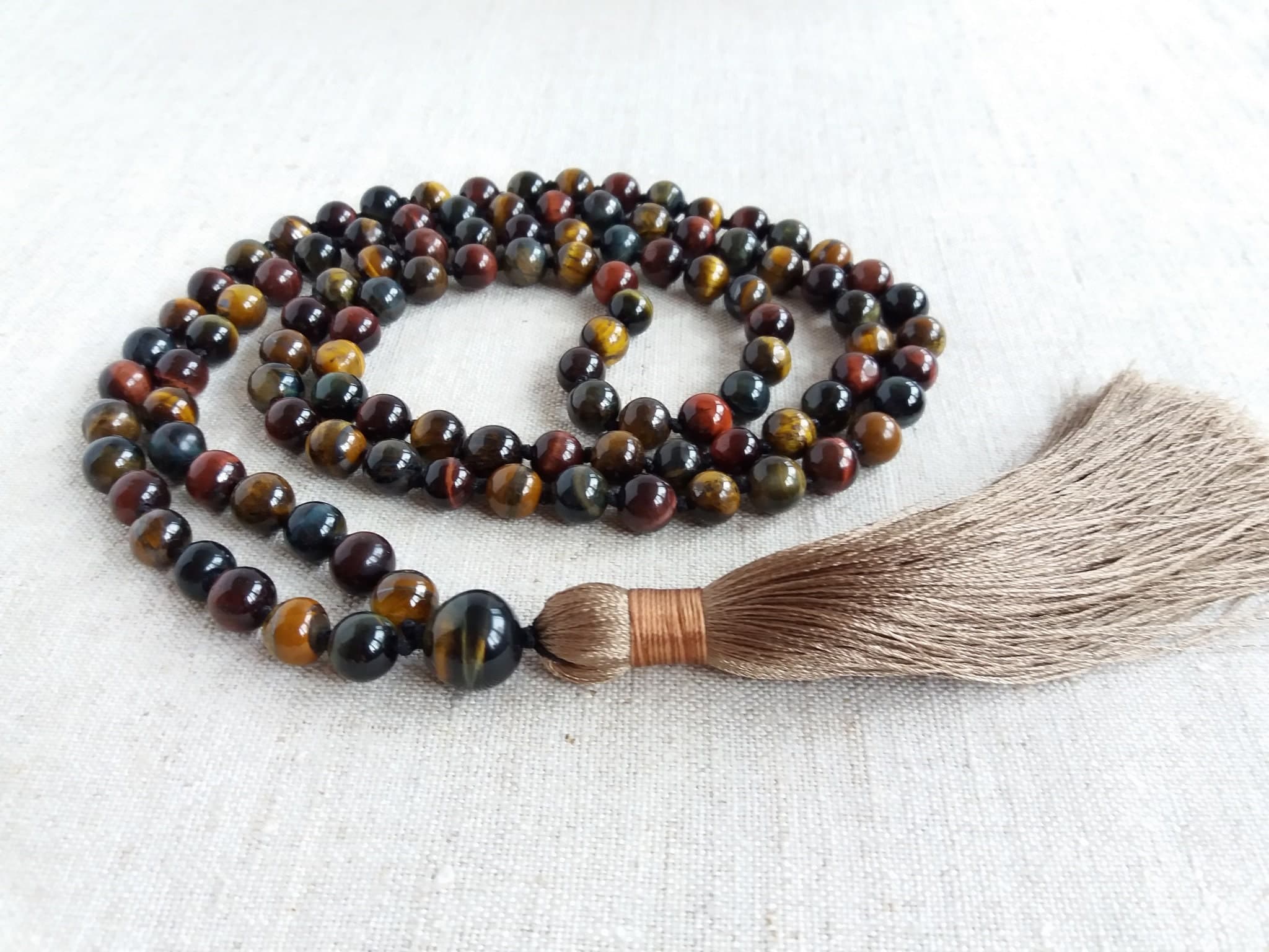 Tiger eye mala beads Hand knotted mala Buddhist prayer beads - image 4