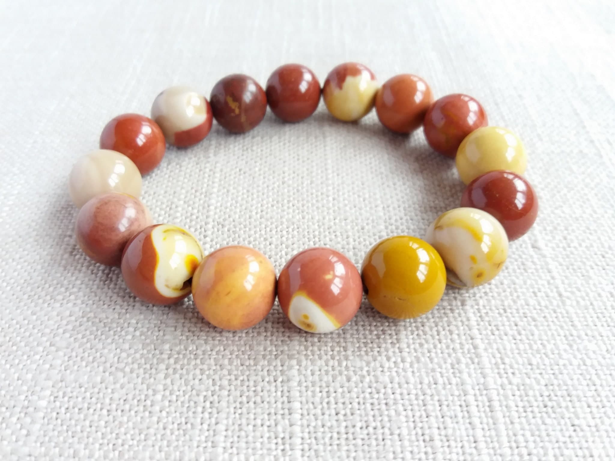 Mookaite jasper bracelet Large bead bracelet Orange stone bracelet - image 4