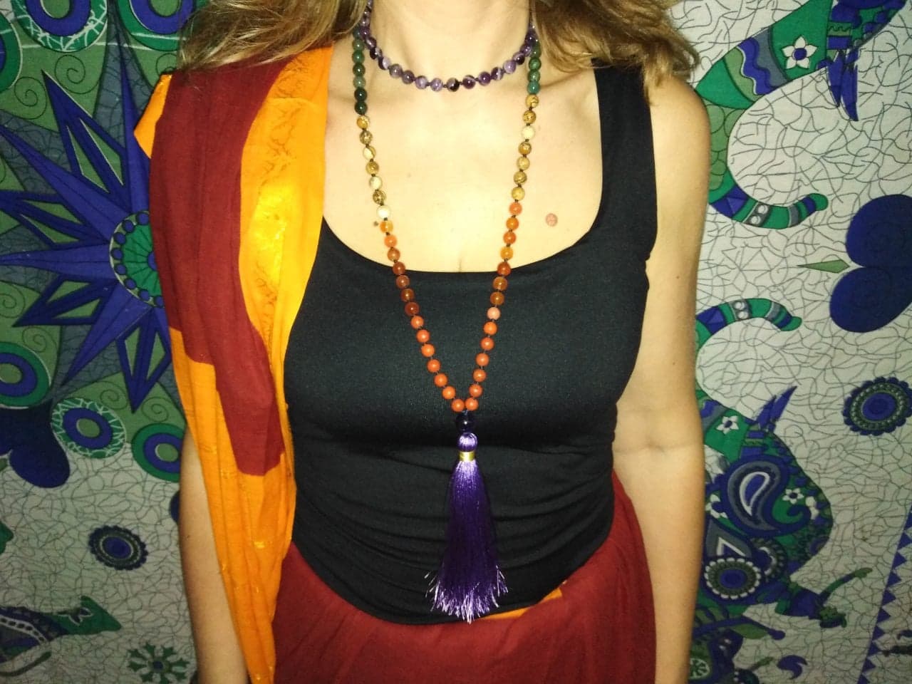 7 chakra mala necklace Prayer beads buddhist Mala beads 108 stone Knotted mala beads - image 4