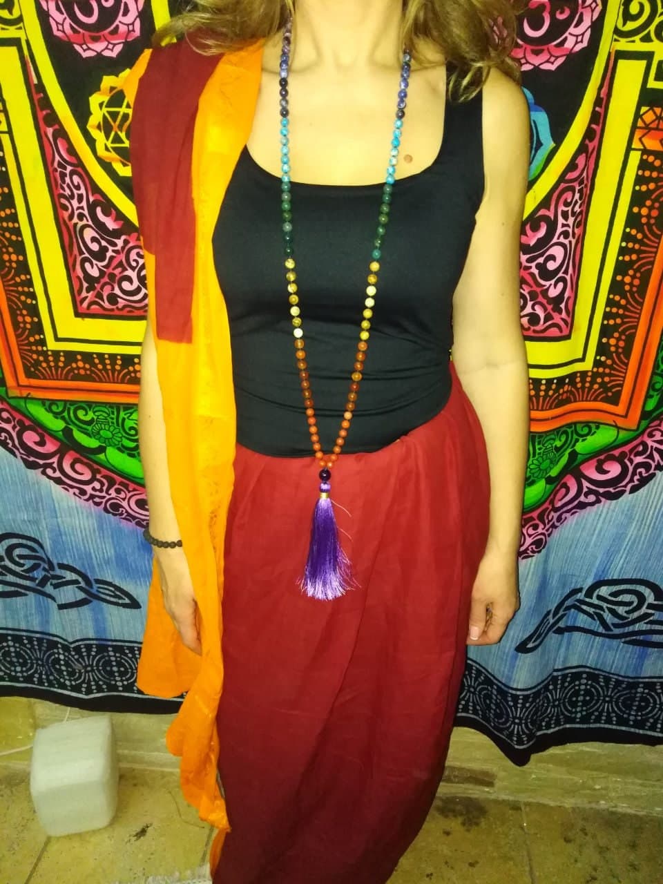 7 chakra mala necklace Prayer beads buddhist Mala beads 108 stone Knotted mala beads - image 3