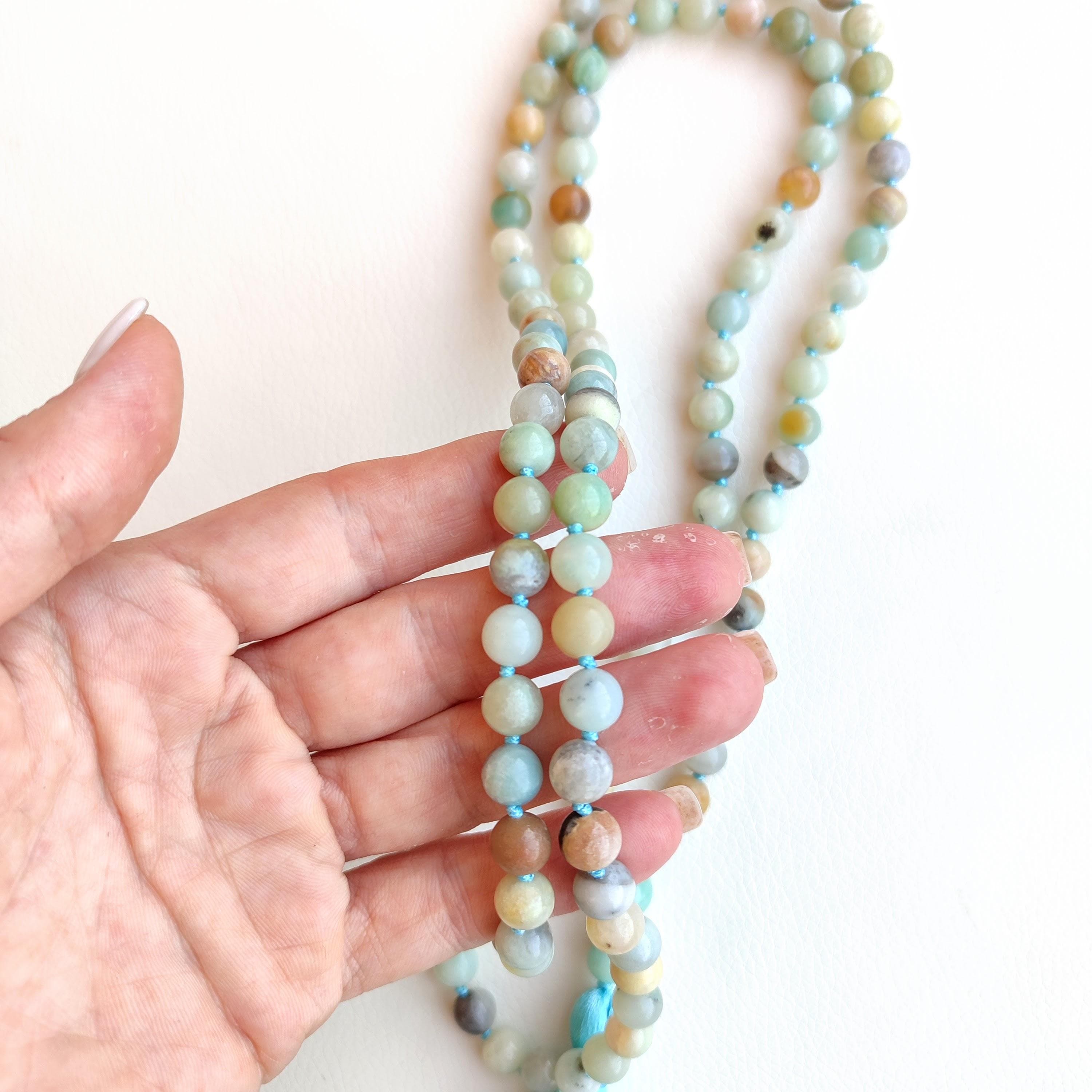 Amazonite mala necklace 108 mala beads Hand knotted mala Buddhist prayer beads - image 4